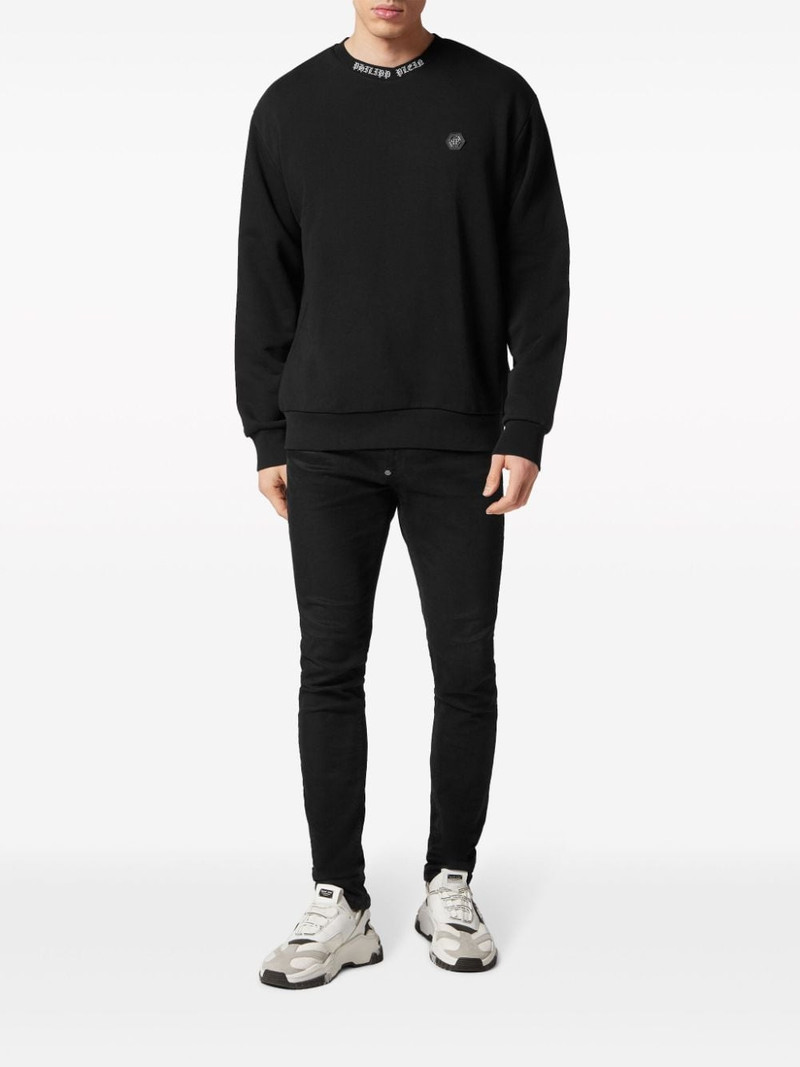 PHILIPP PLEIN logo-embroidered crew-neck sweatshirt outlook