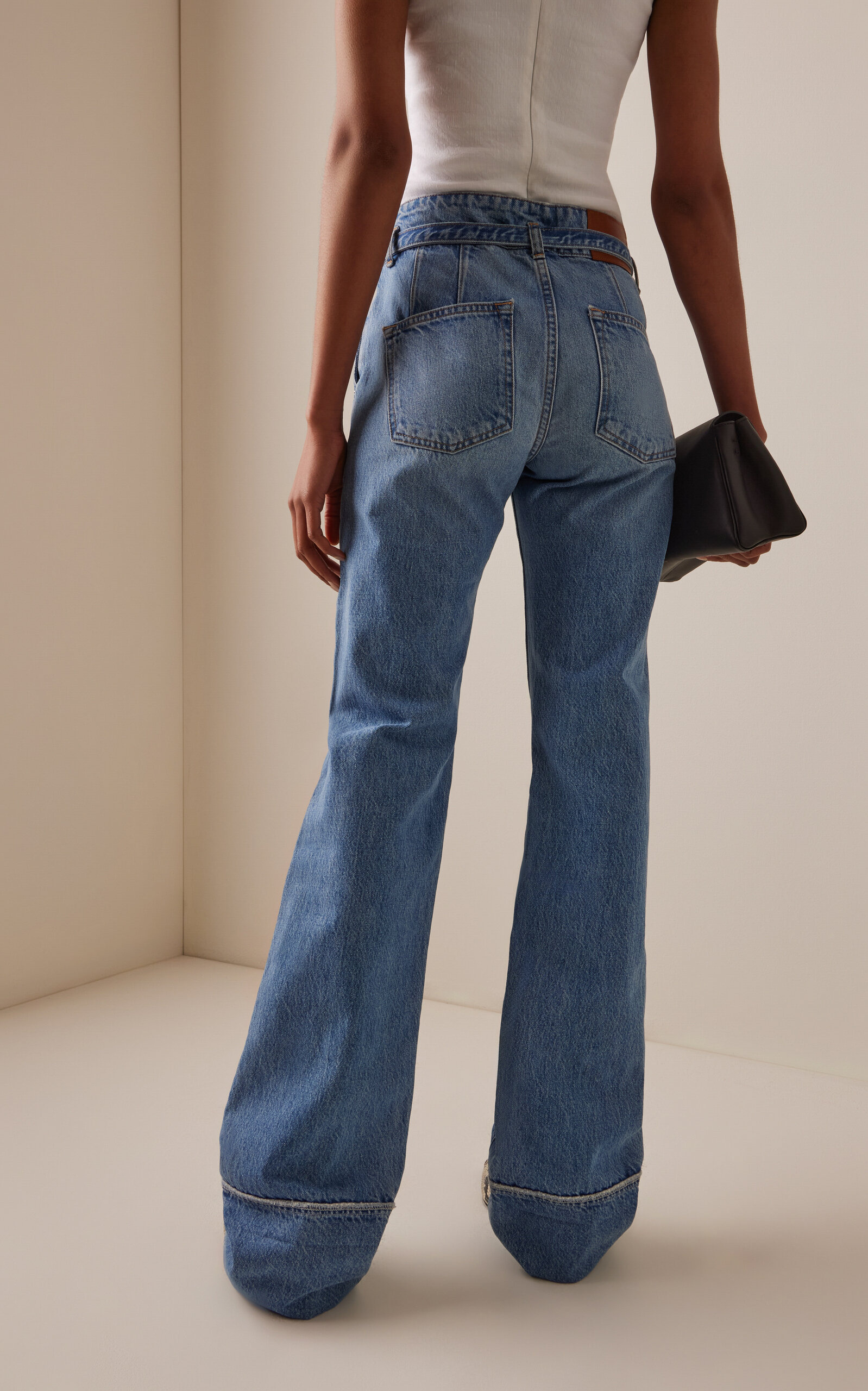 The Alexa Cuffed Rigid Low-Rise Straight-Leg Jeans medium wash - 4