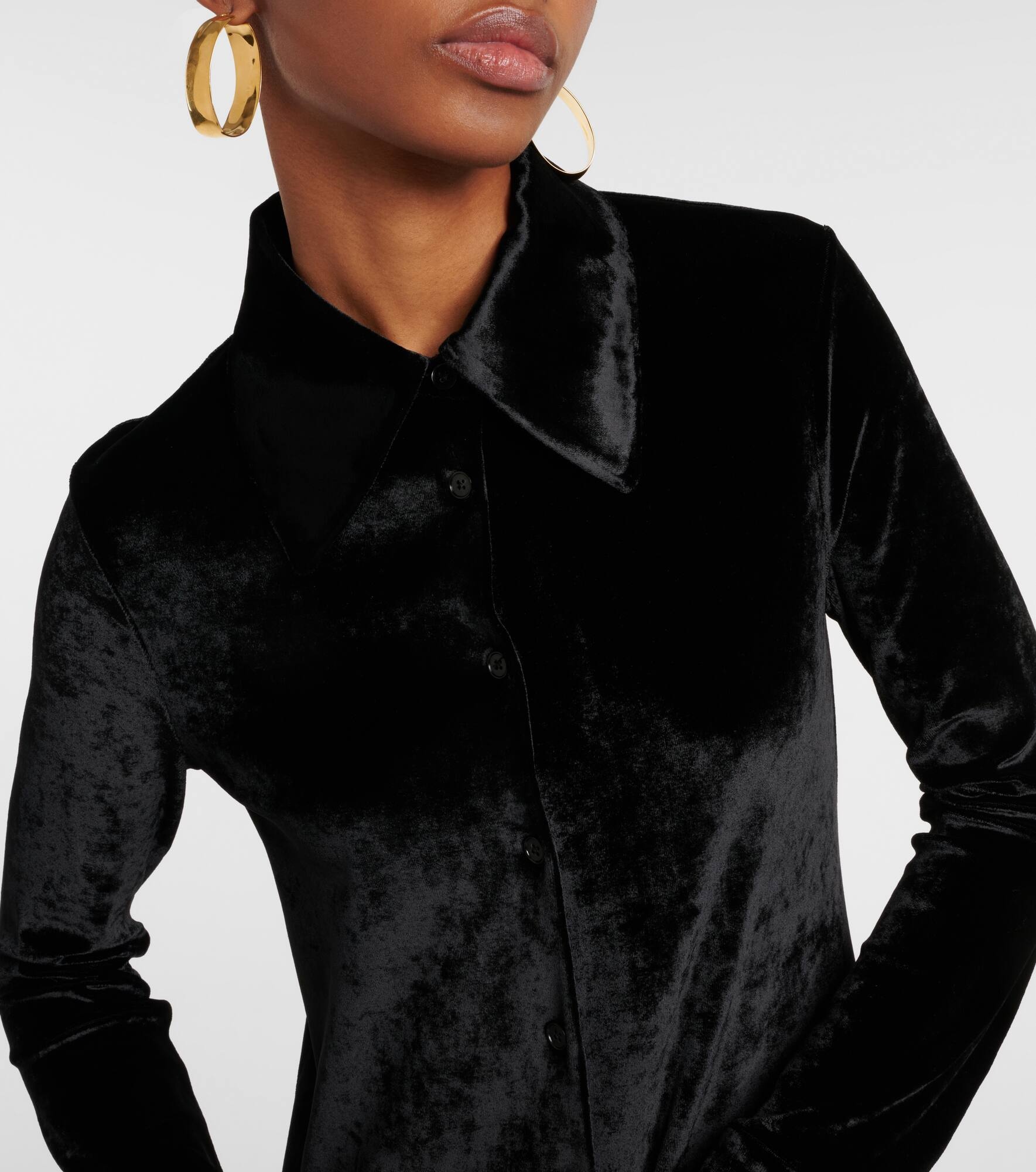 Velvet shirt dress - 4