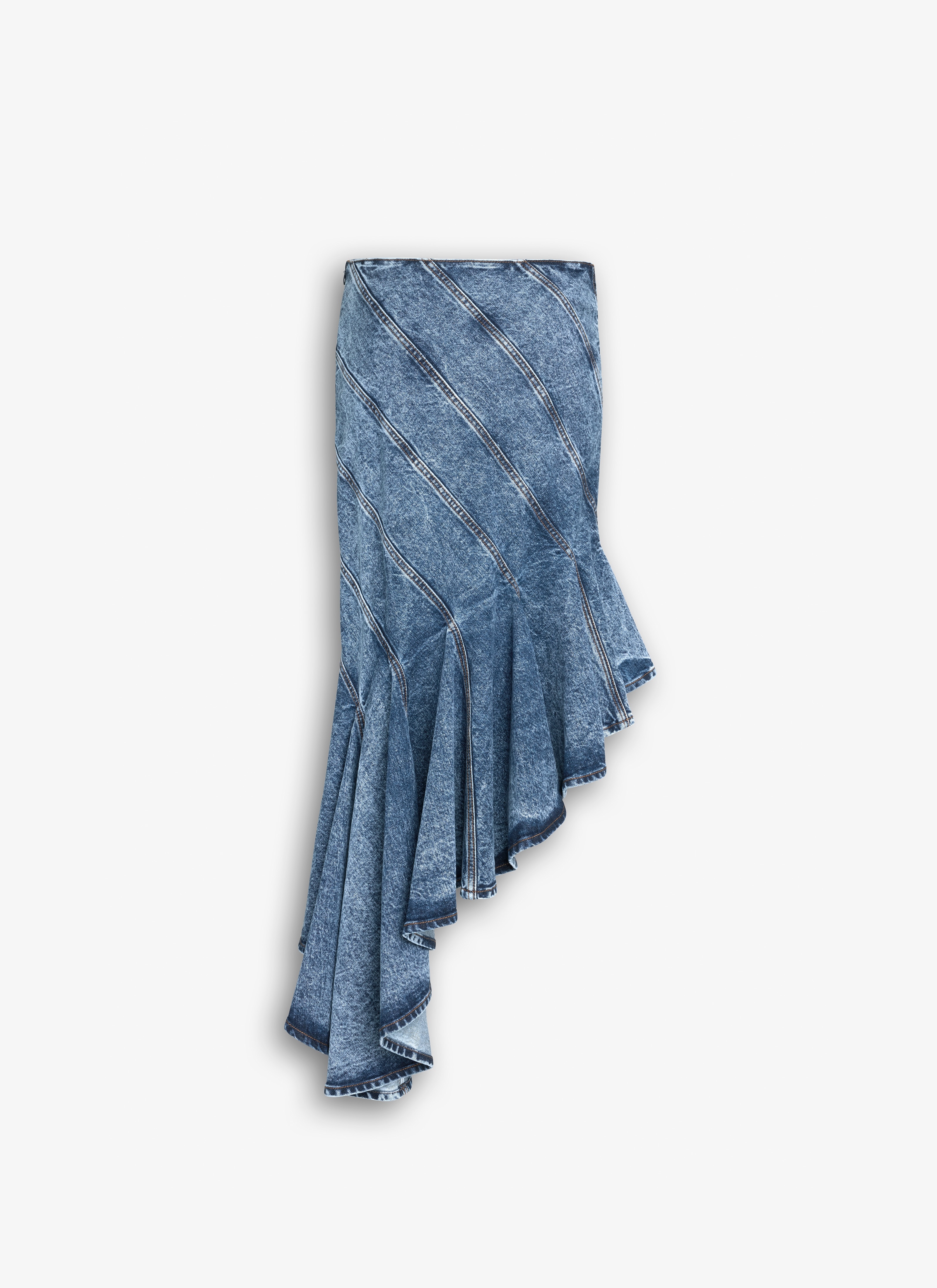 DENIM SPIRAL SKIRT - 4