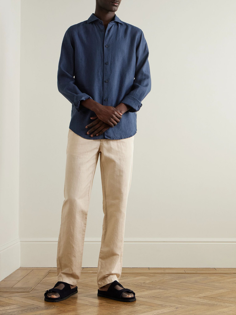 NN07 Andrew 5708 Linen Shirt Navy outlook