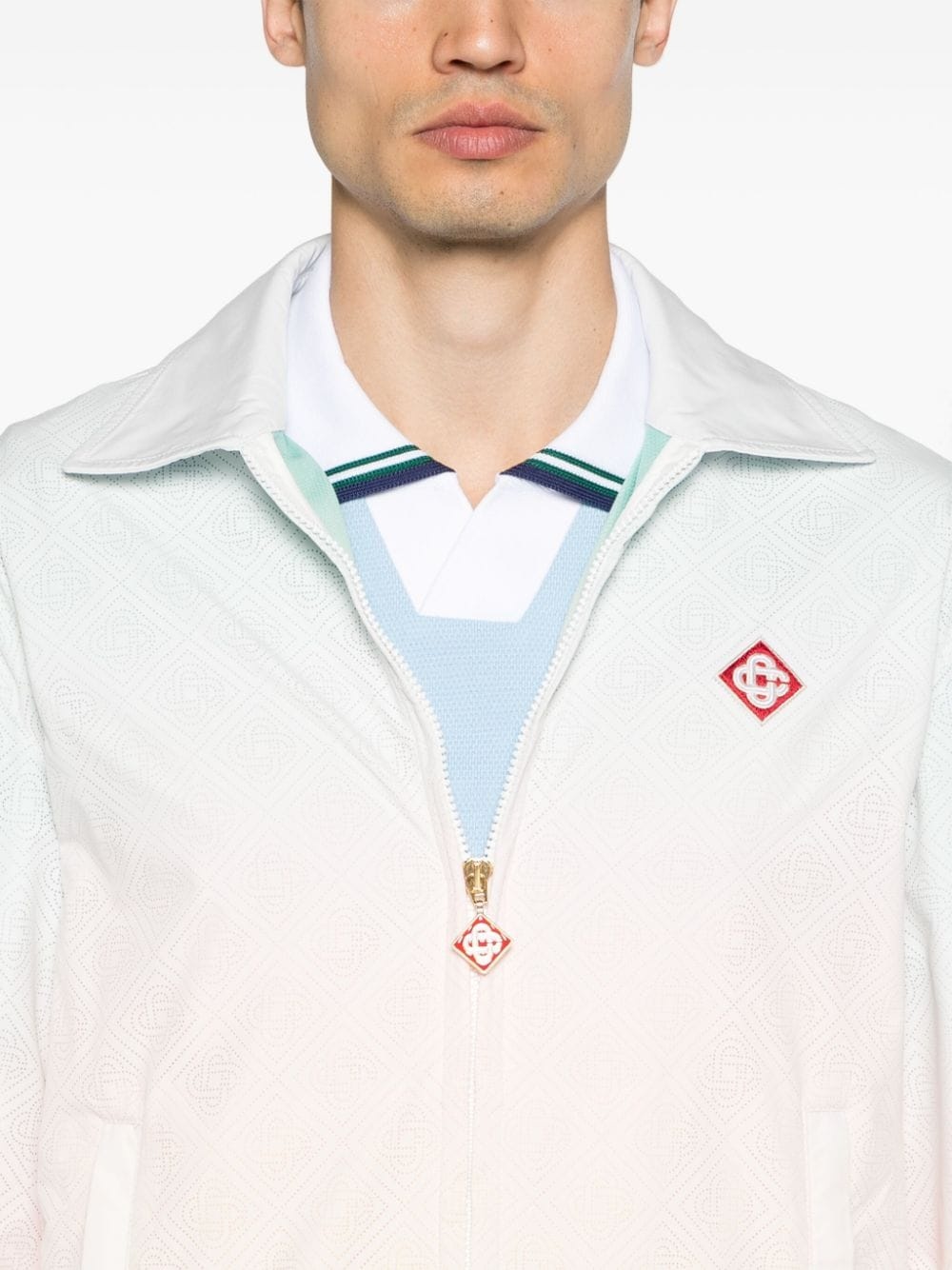 perforated-monogram gradient jacket - 5