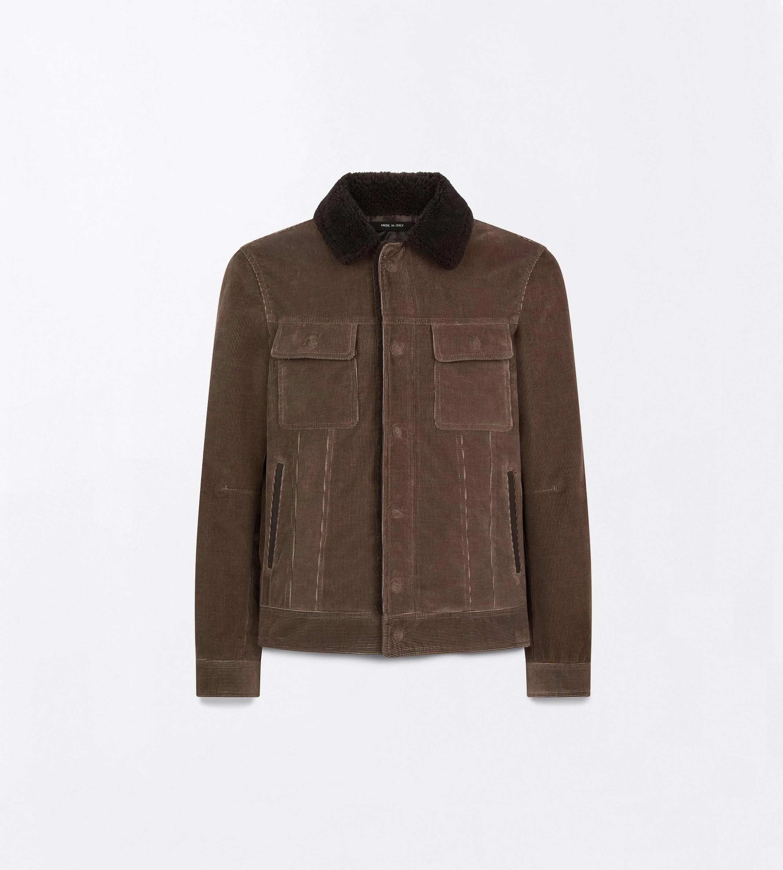 WALE CORD SHEARLING COLLAR TRUCKER JACKET - 1