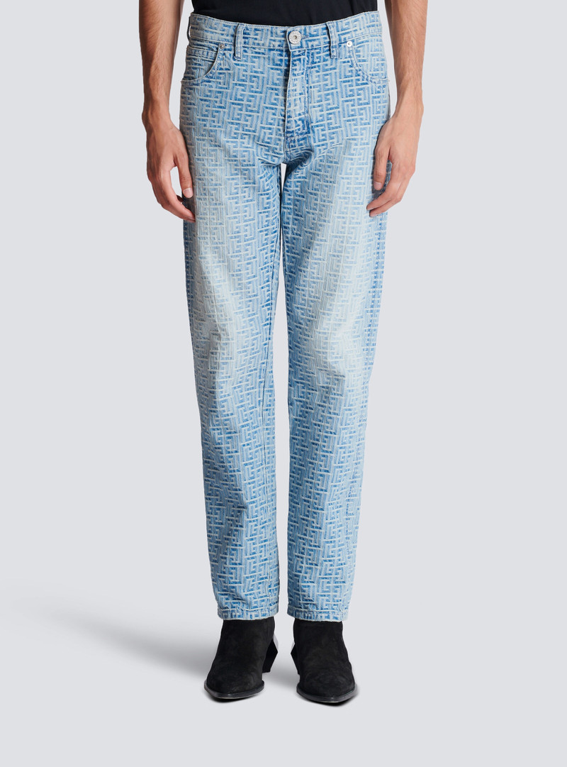 Monogrammed jacquard denim jeans 5