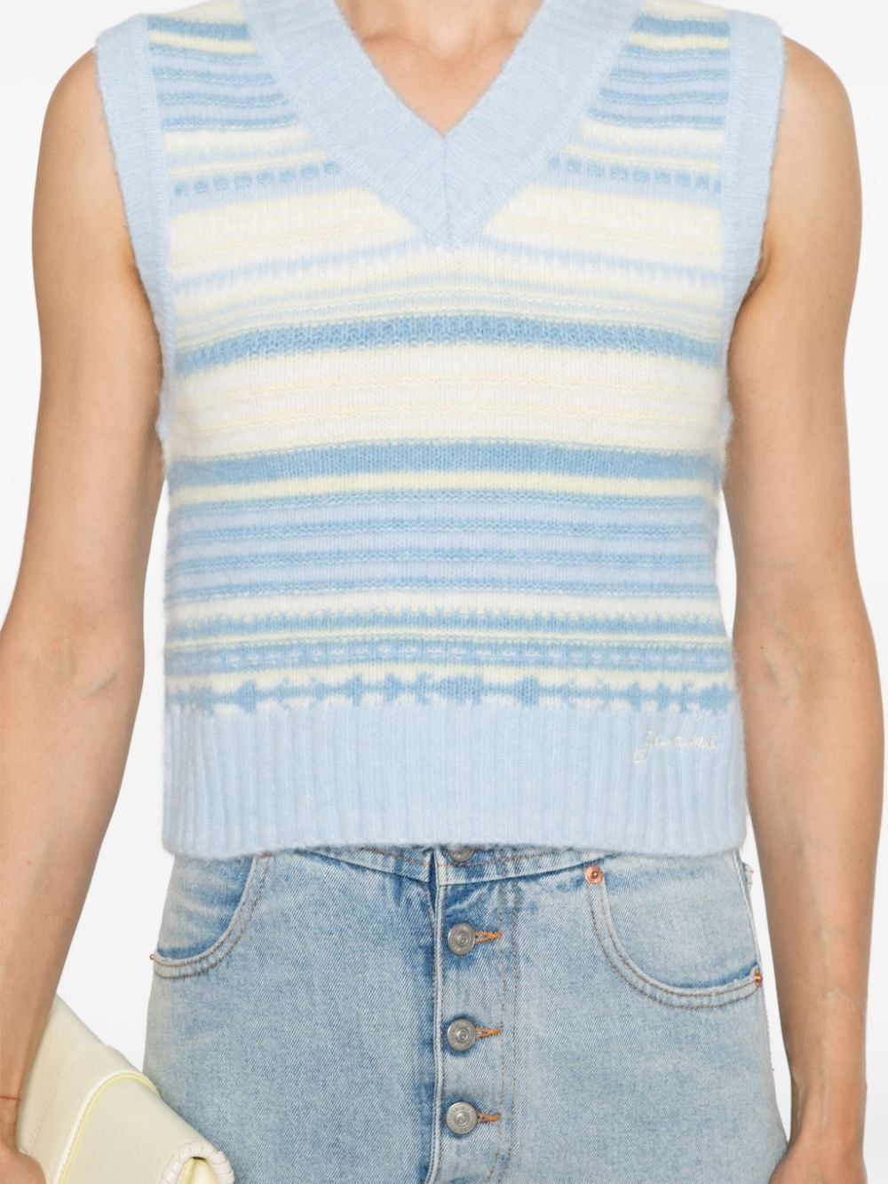 stripped sleeveless knitted top - 5