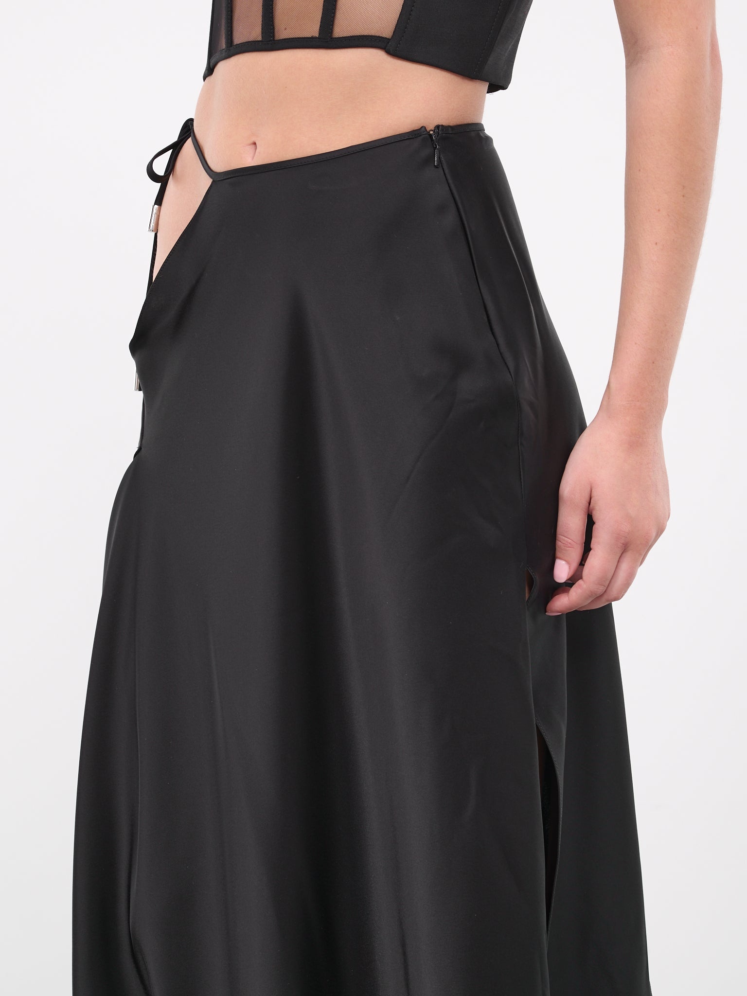 Cut-Out Satin Skirt - 4