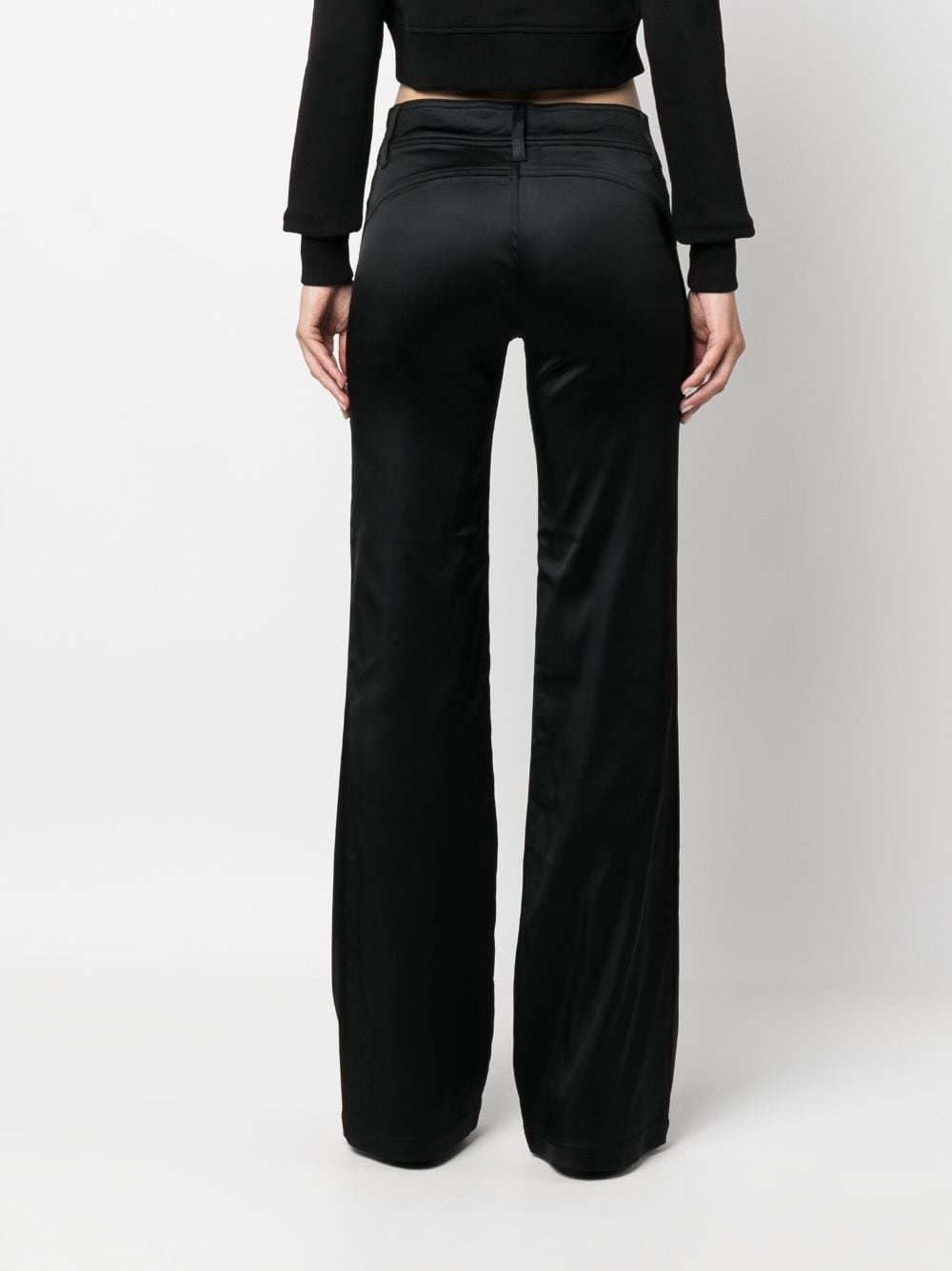 low-rise flared satin trousers - 4