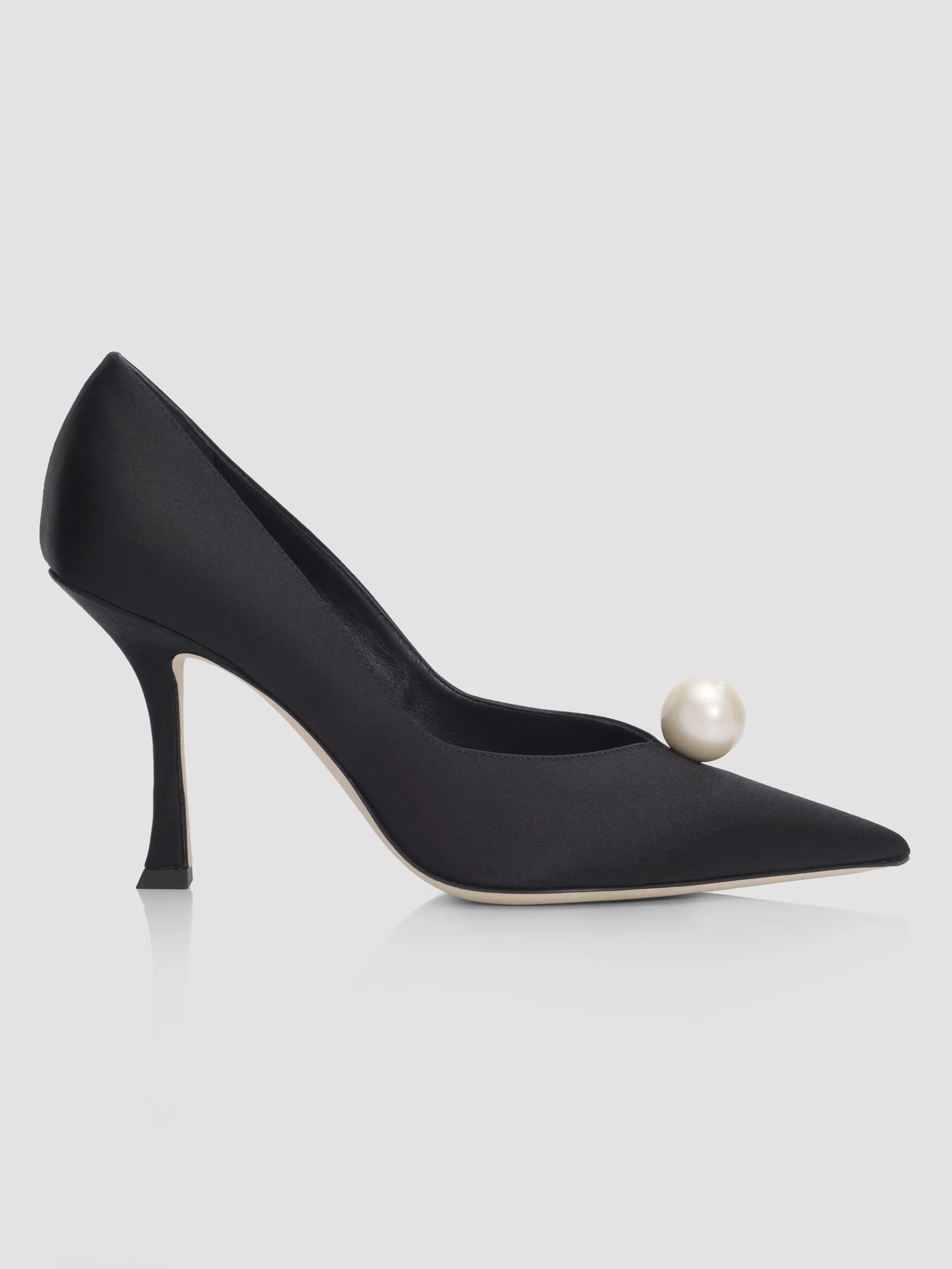 Women's Ziri 90MM Imitation-Pearl Satin Pumps - Black - 1