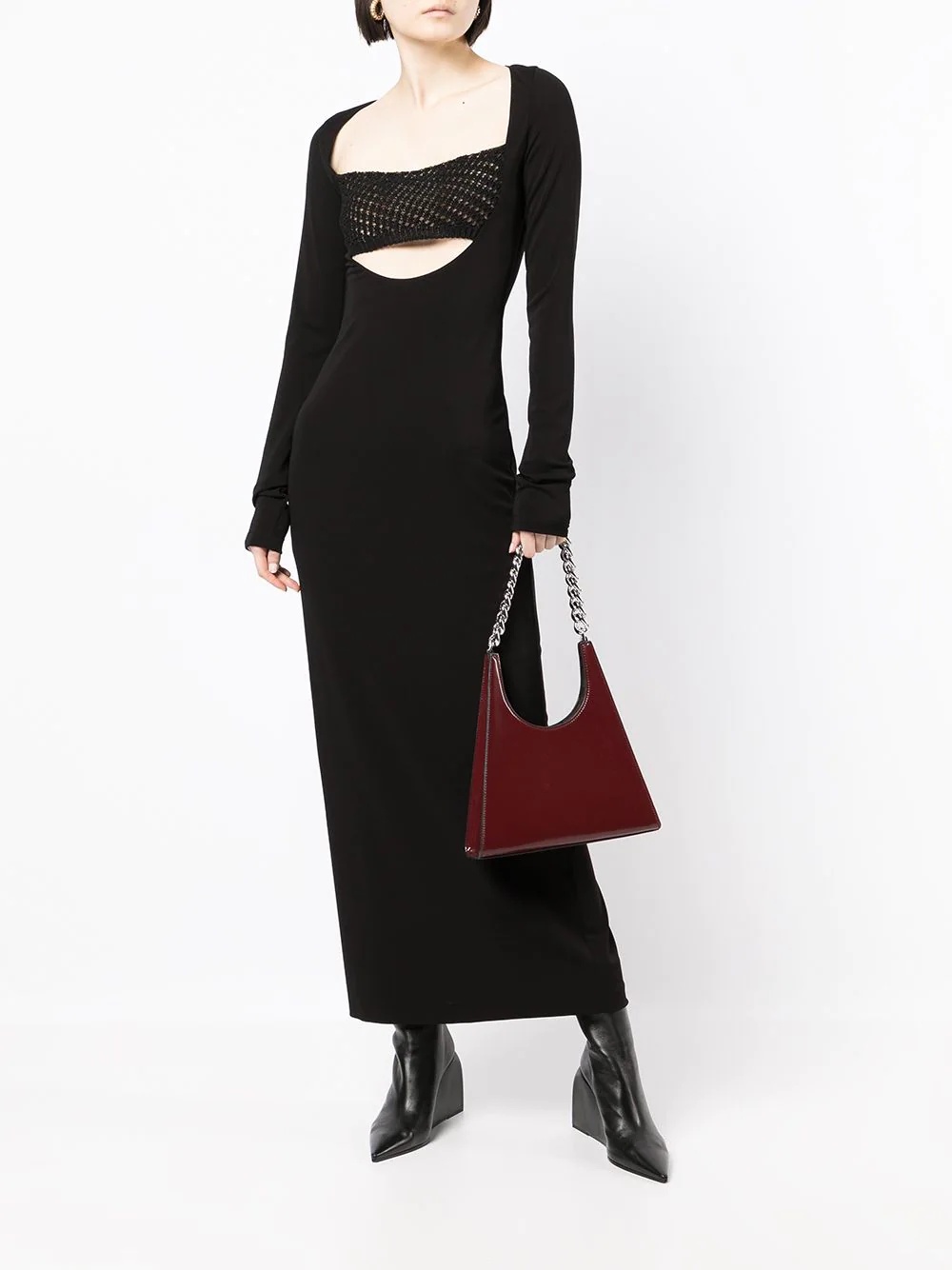 bandeau-panel macramé knit dress - 2