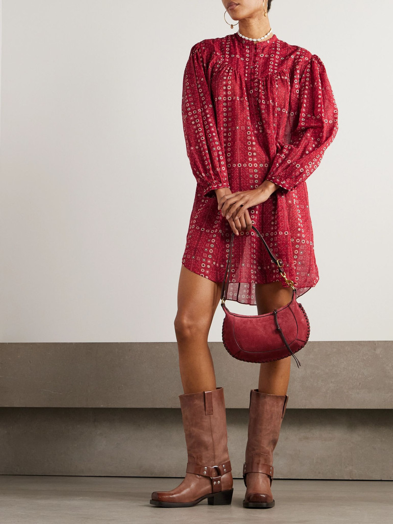 Isabel Marant Étoile Melinda printed organic cotton-voile mini dress Red outlook