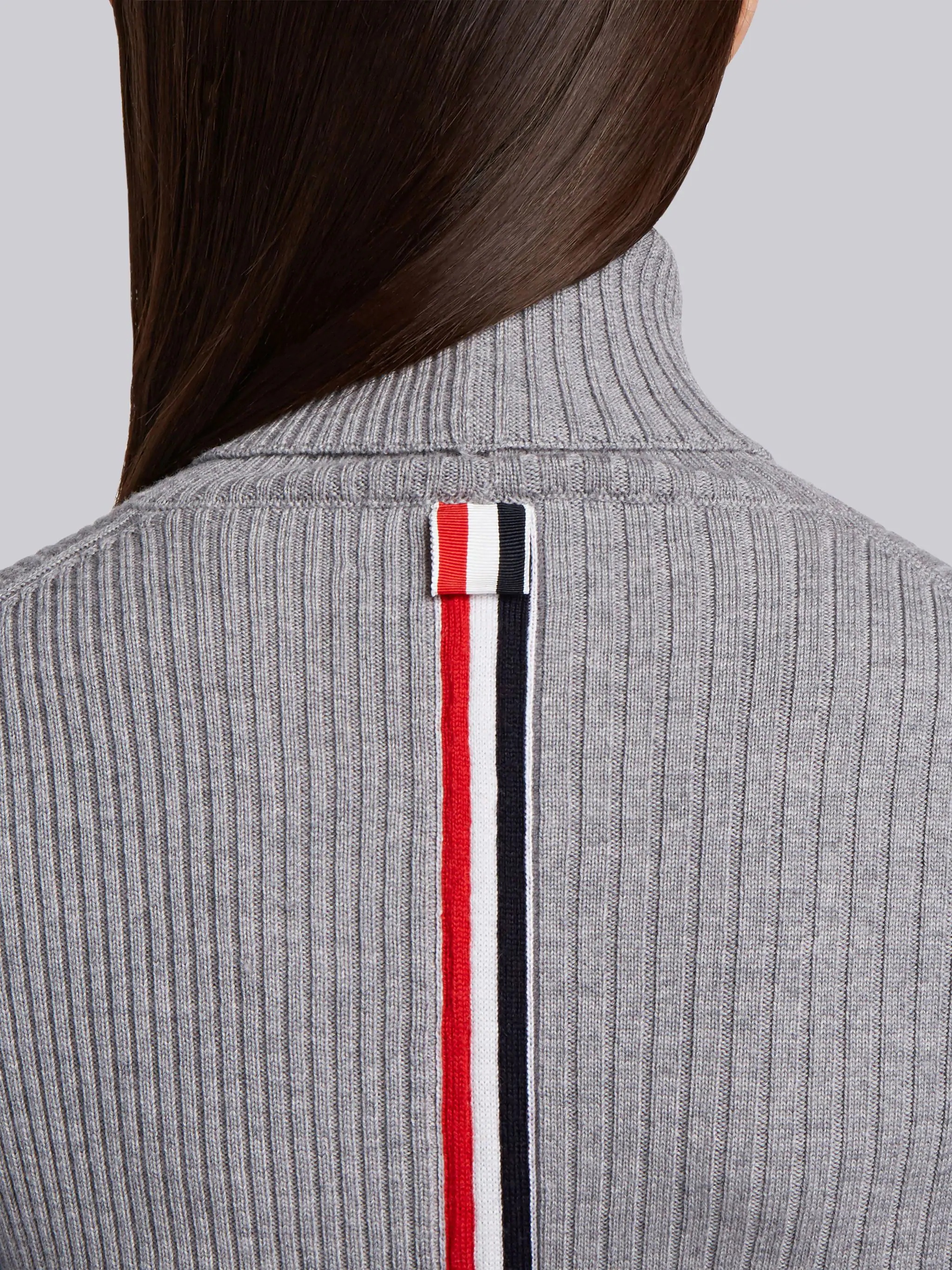 Striped Half-and-Half Rib Knit Turtleneck In Fine Merino Wool - 5