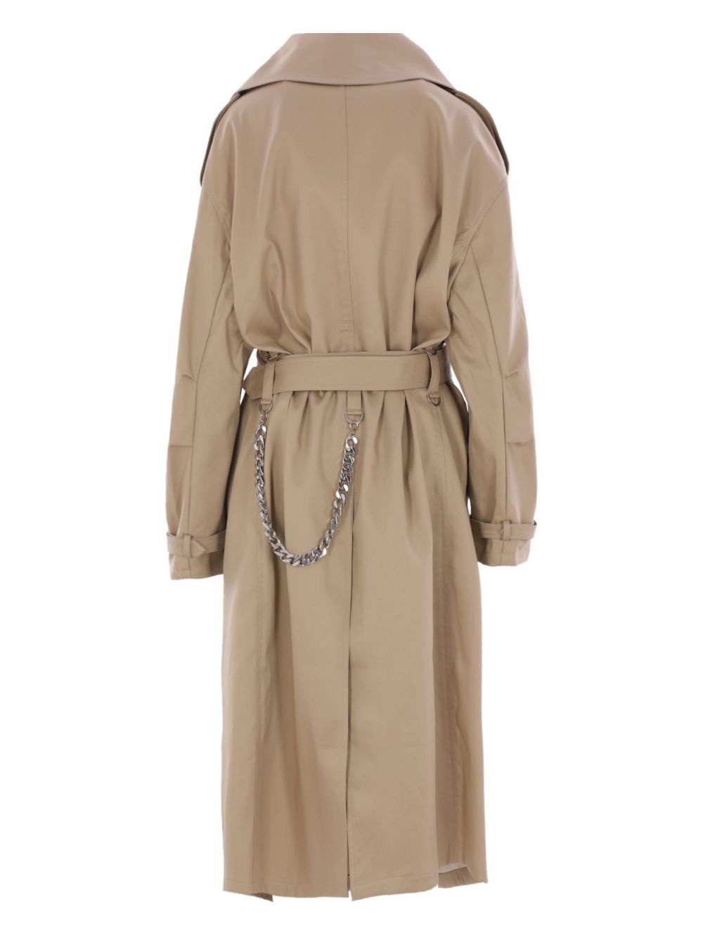 chain-detail belted trench coat - 2