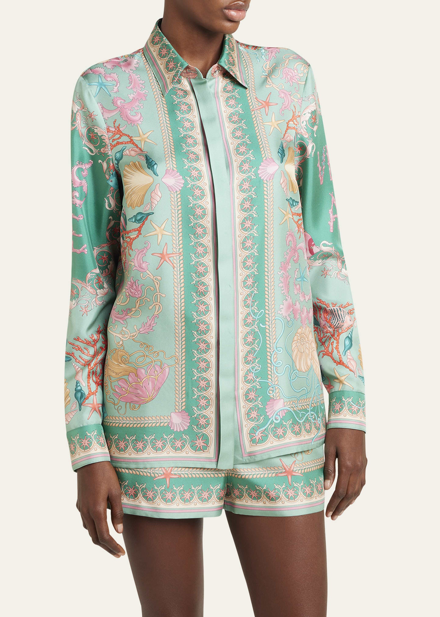 Underwater Barocco Foulard Silk Twill Formal Shirt - 4
