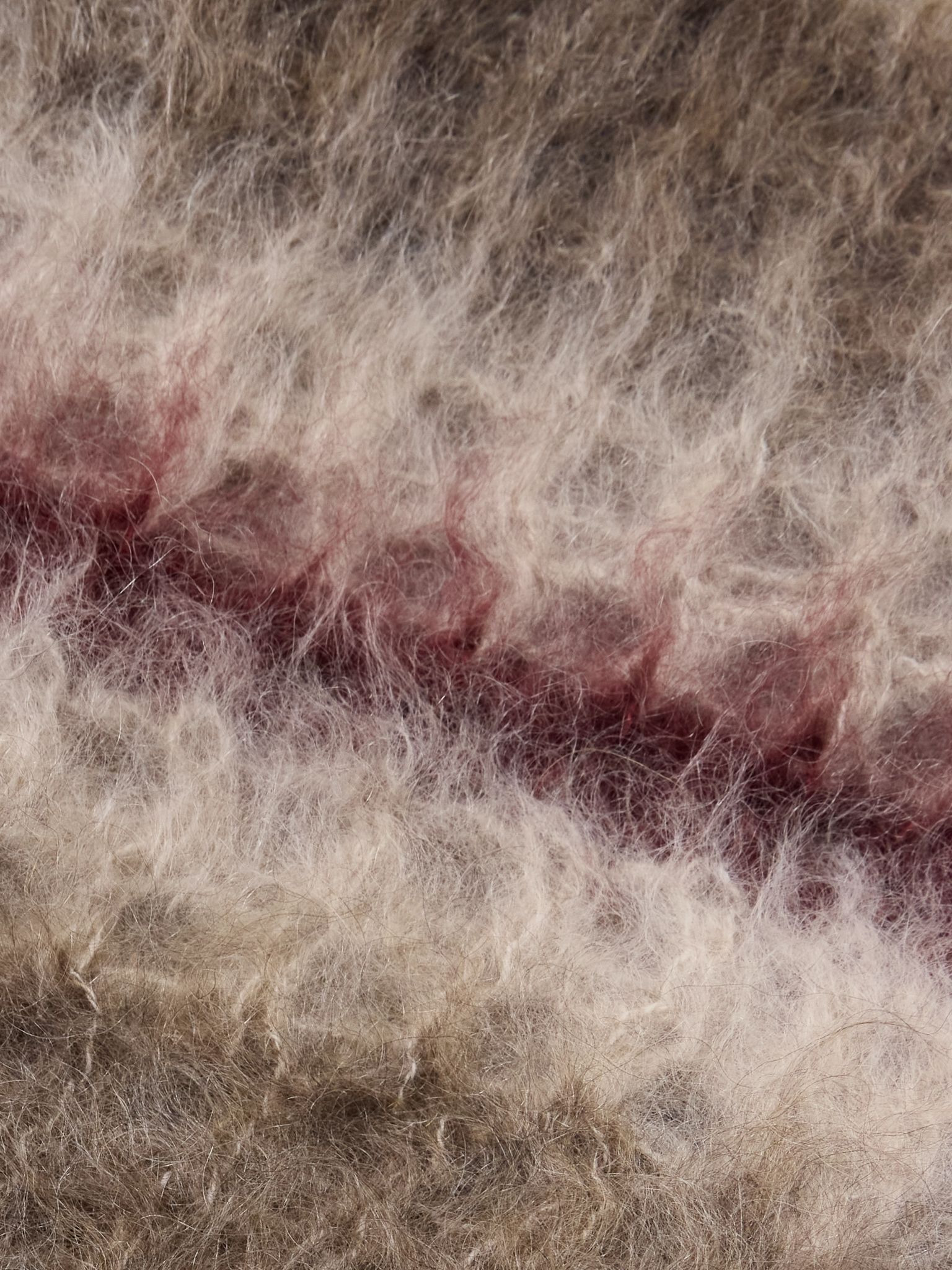 Fringed striped mohair-blend scarf Taupe - 3