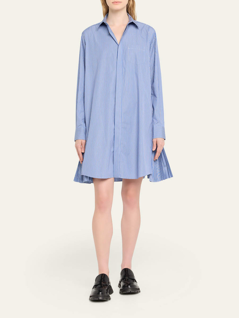 sacai Pleated Sides Striped Poplin Shirtdress outlook