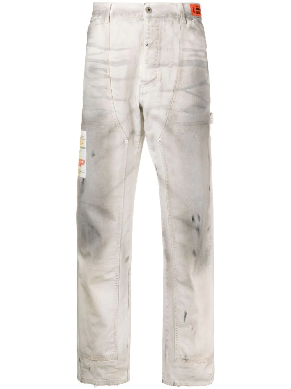 distressed-effect straight-leg trousers - 1