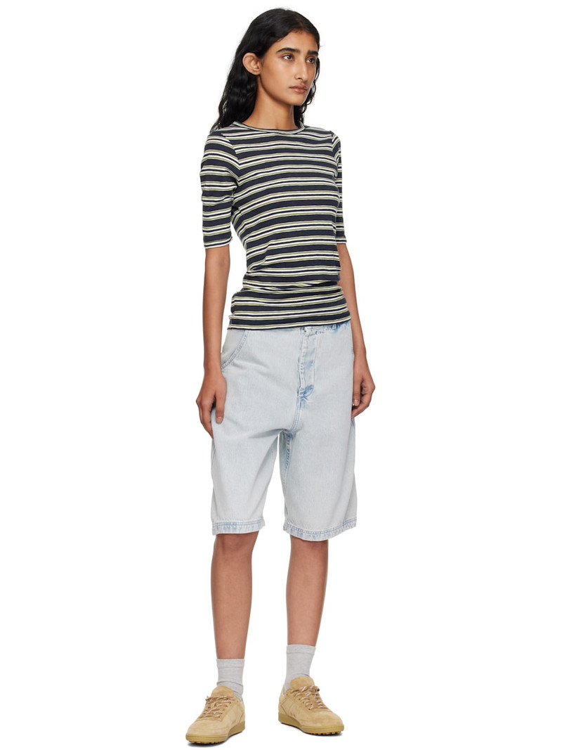 YMC Navy & Green Stripe T-shirt outlook