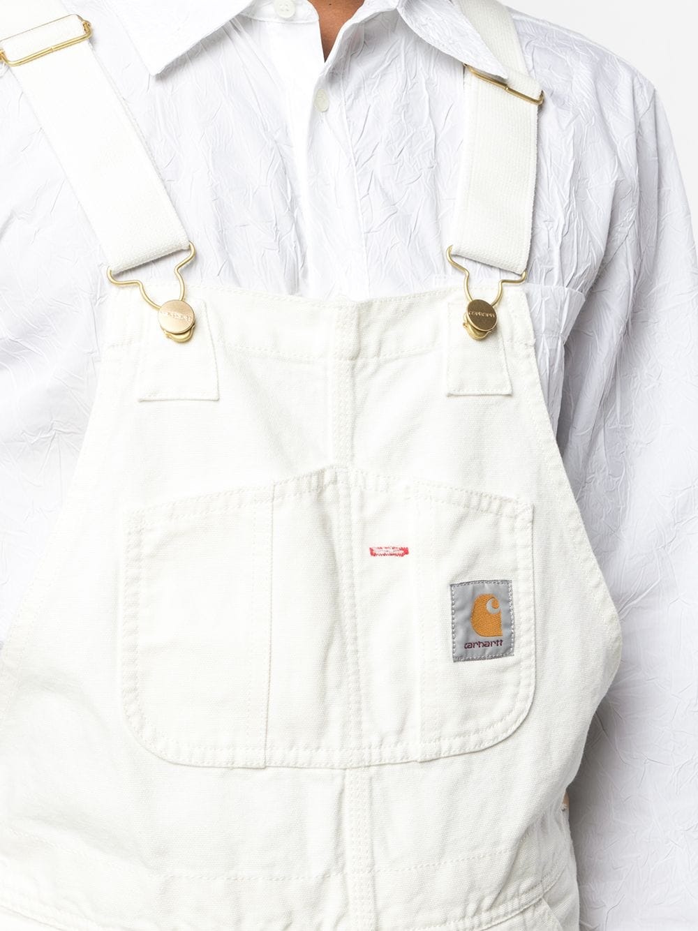 straight-leg denim overalls - 5