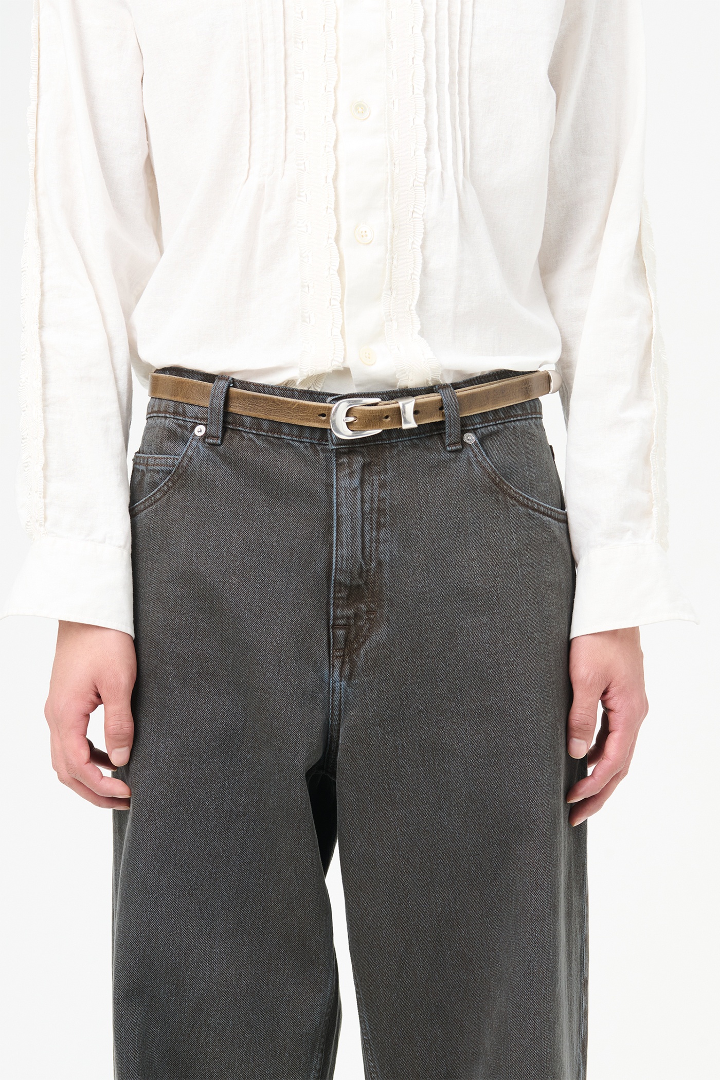 2 cm Belt Grau Leather - 3