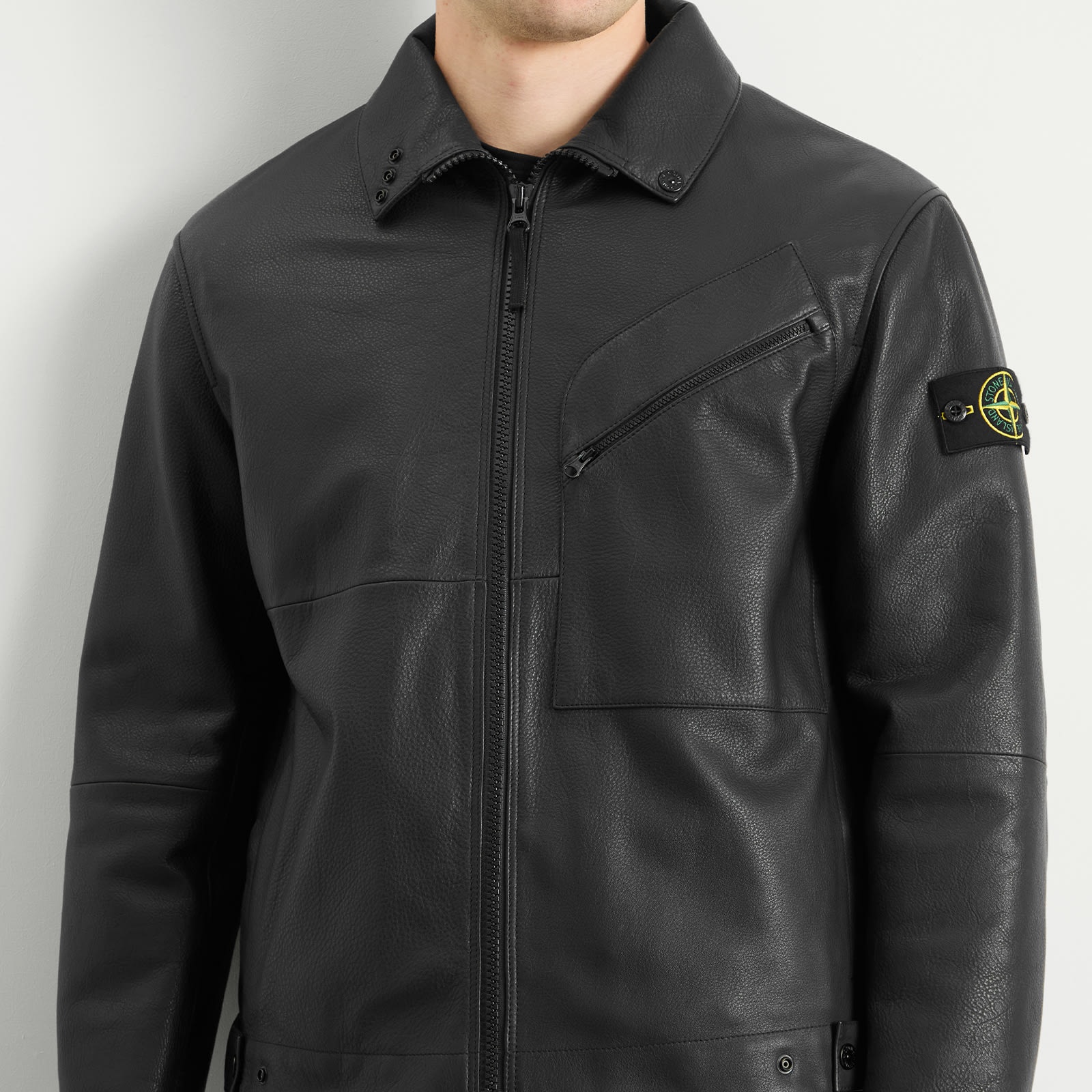 Stone Island PrimaLoft Leather Jacket - 5