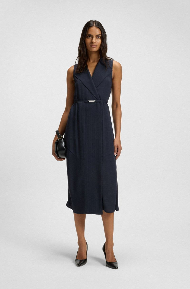 BOSS PINSTRIPE DRESS WITH BUTTONED WRAP FRONT outlook