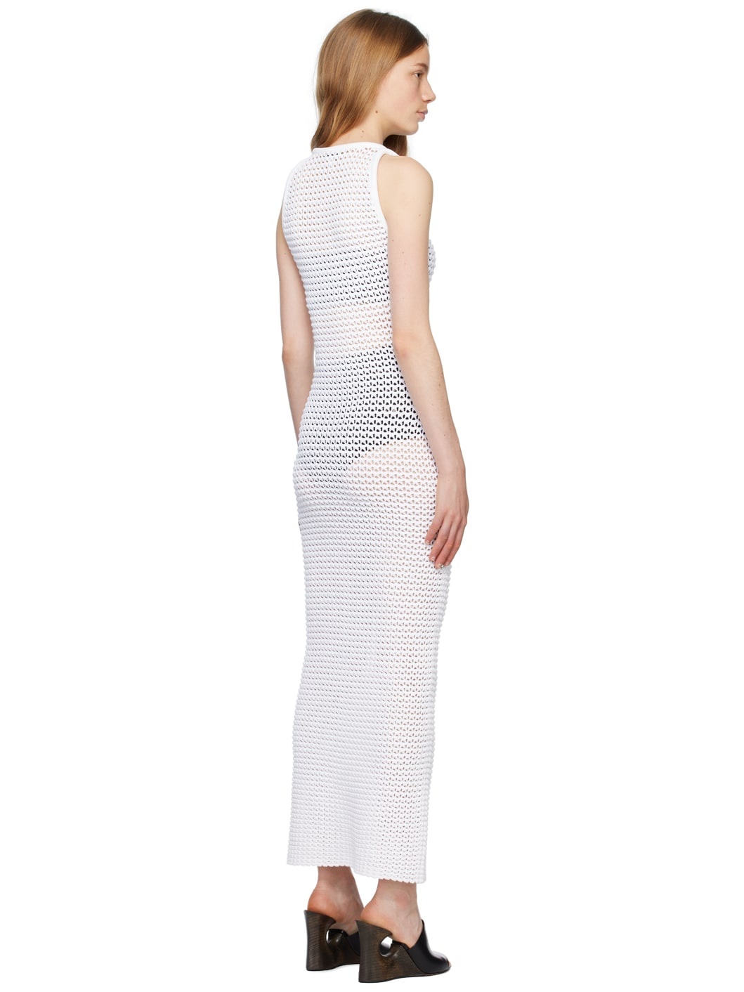 White 3D Waffle Maxi Dress - 3