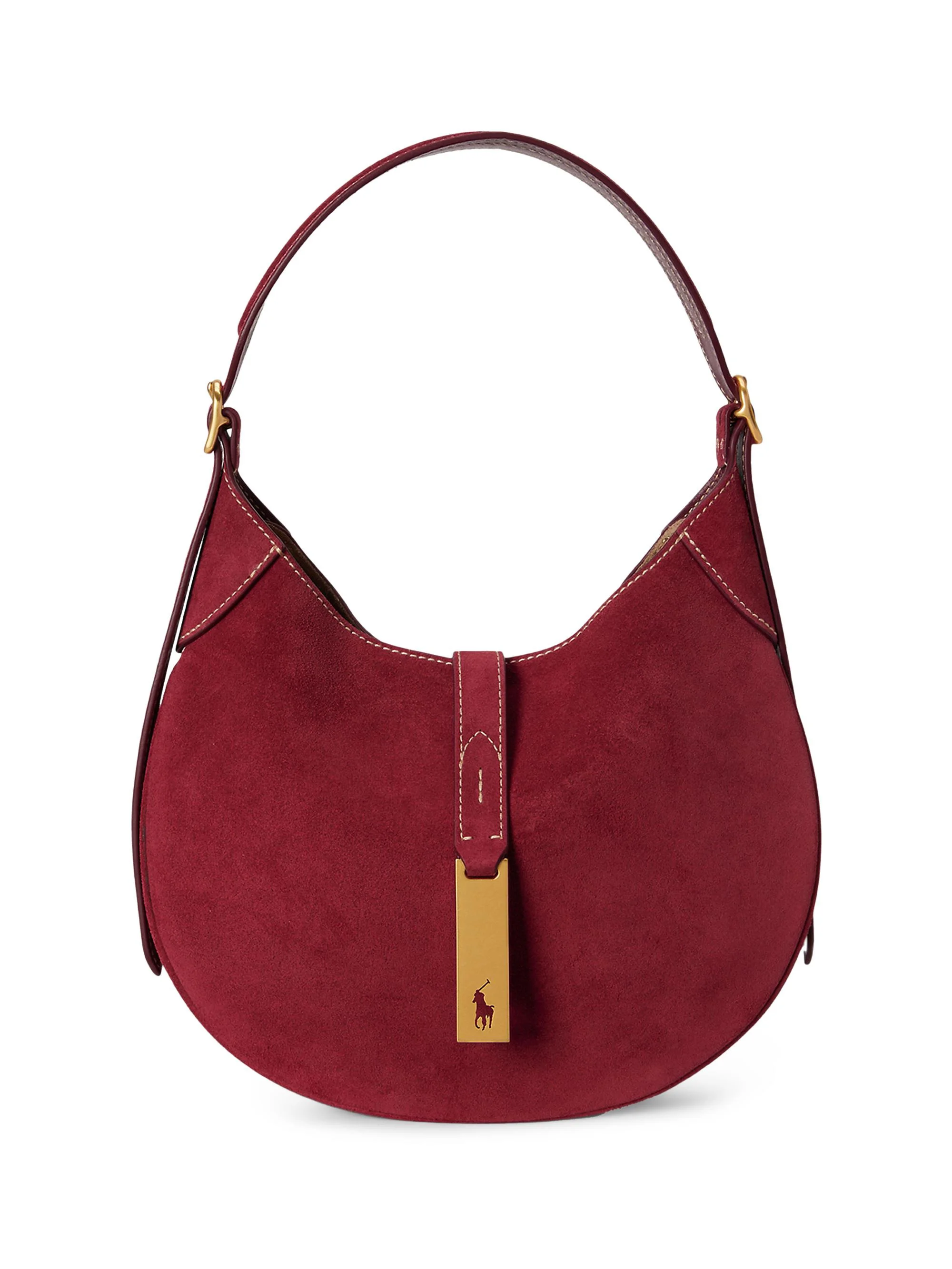 Women's Small Polo ID Suede Shoulder Bag - Red - 1