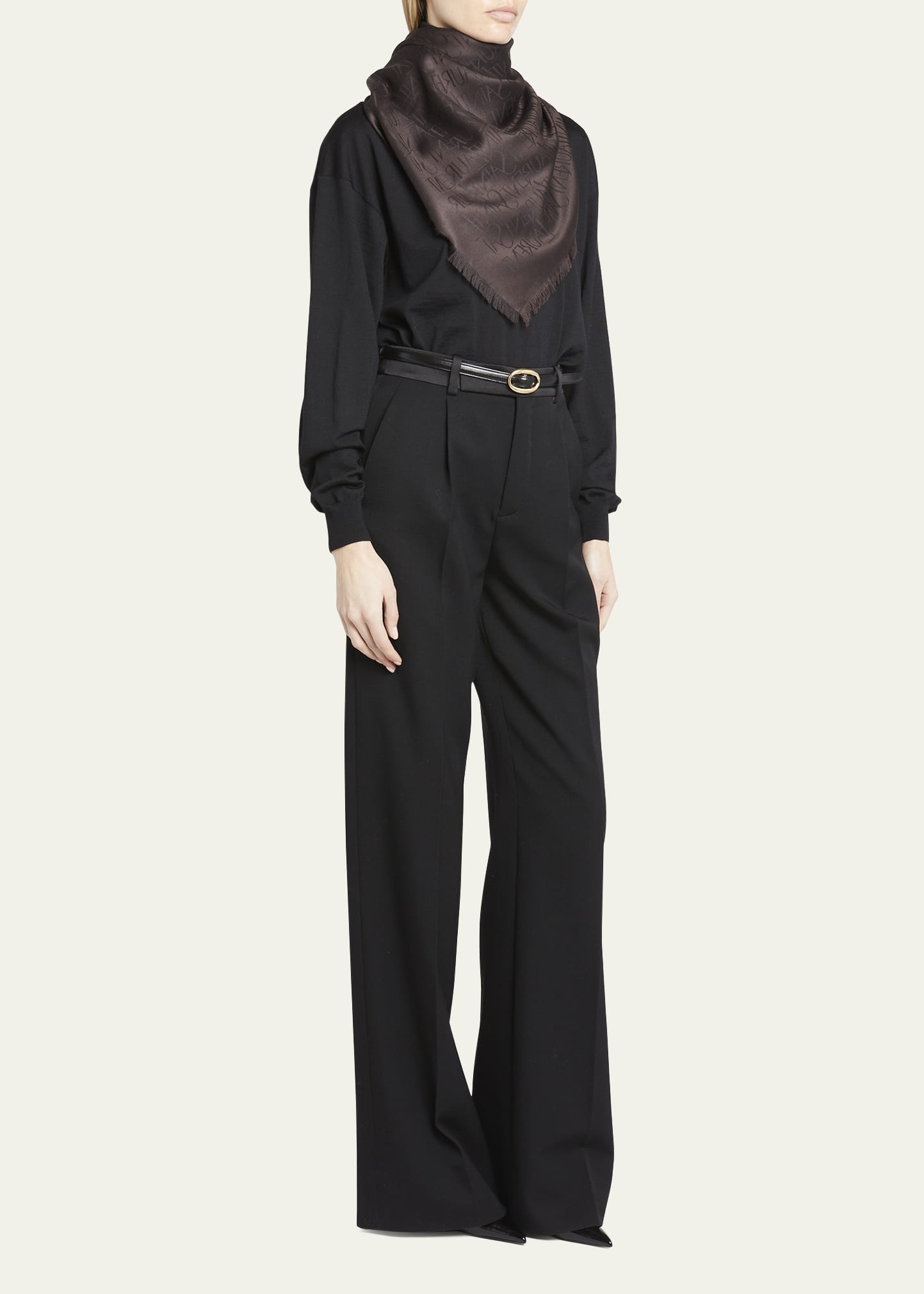 Grand Carre Jacquard Silk-Wool Scarf - 2