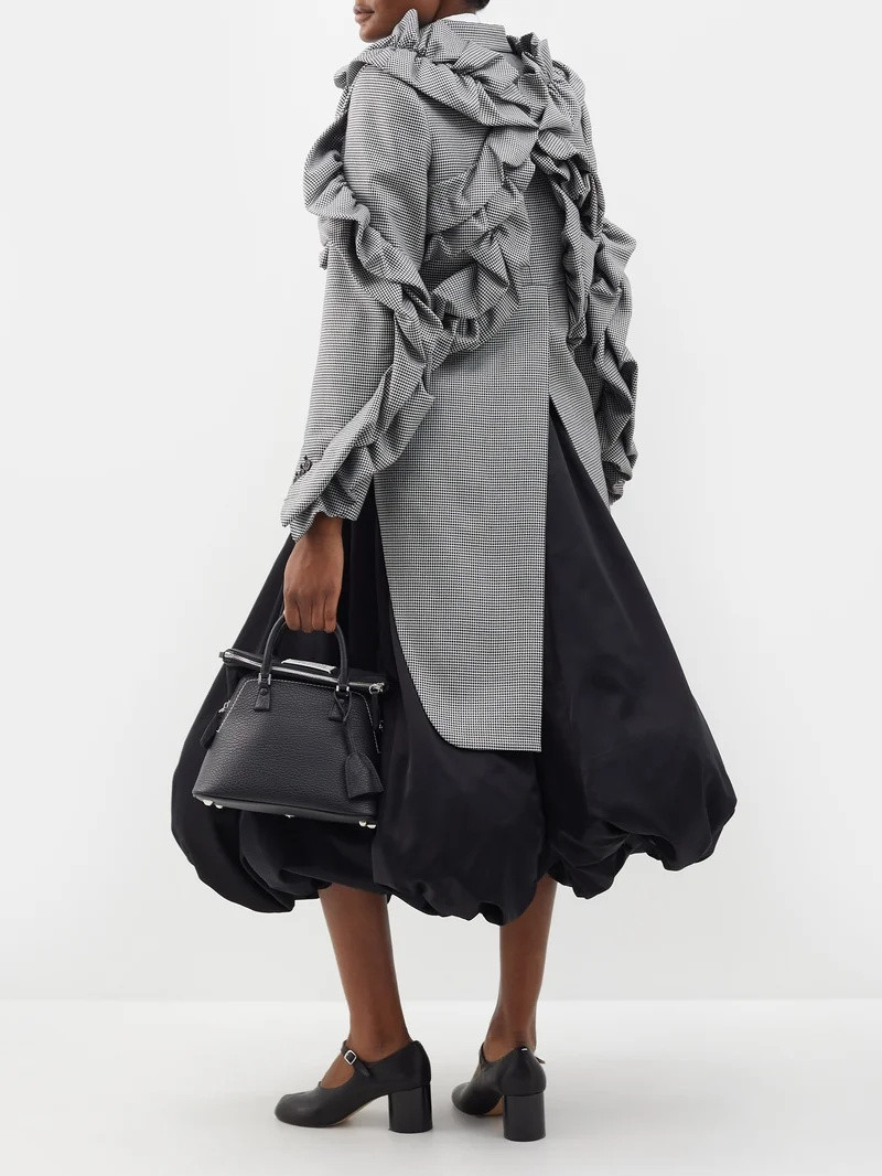 Noir Kei Ninomiya Cropped ruffled houndstooth wool-blend tailcoat outlook