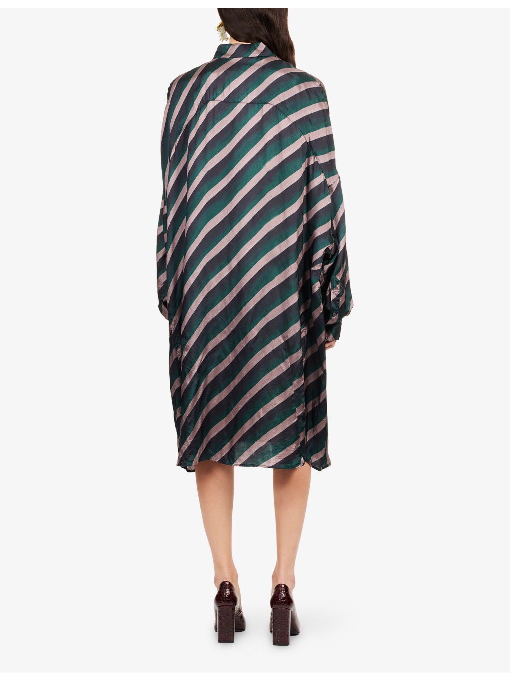 Dasia Diagonal-Stripe Woven Midi Dress - 4
