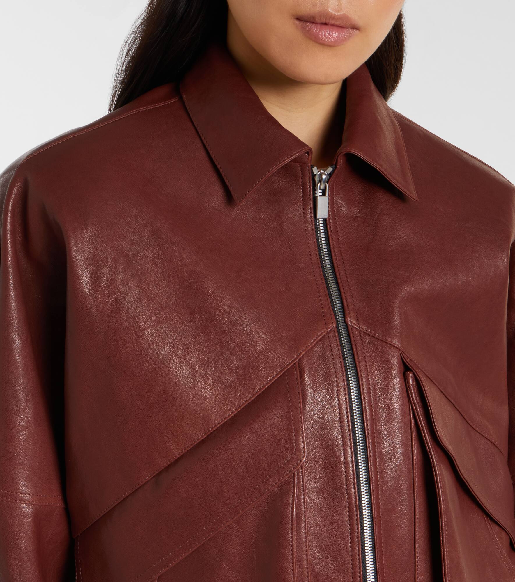 Leather bomber jacket - 4