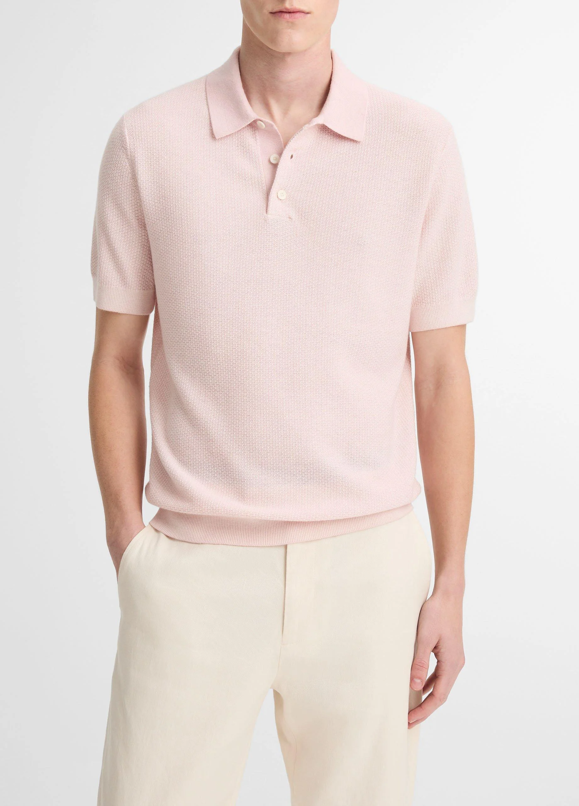 Geo-Jacquard Wool-Blend Blend Polo Sweater - 1