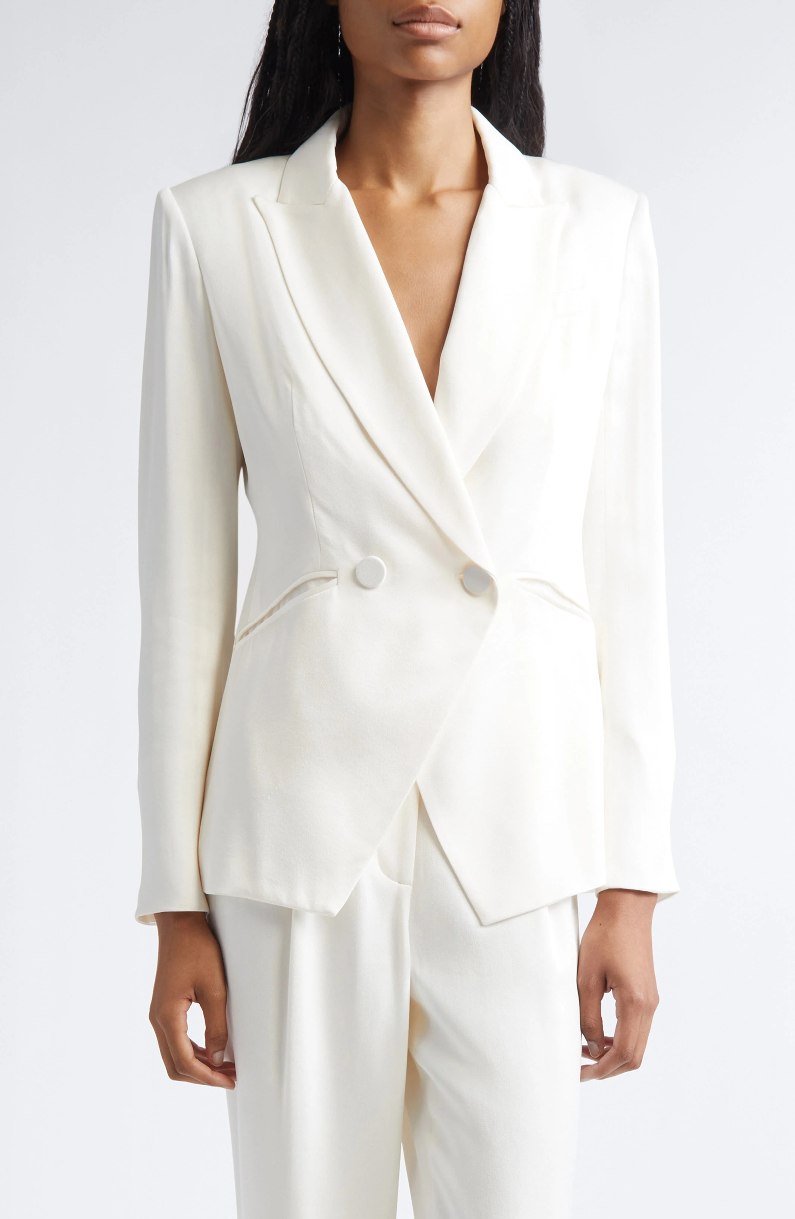 Veronica Beard Rickie Crepe Back Satin Dickey Jacket in Dove at Nordstrom - 1