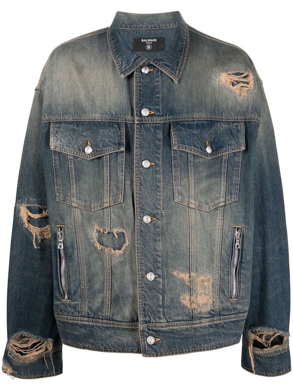 distressed denim jacket - 1