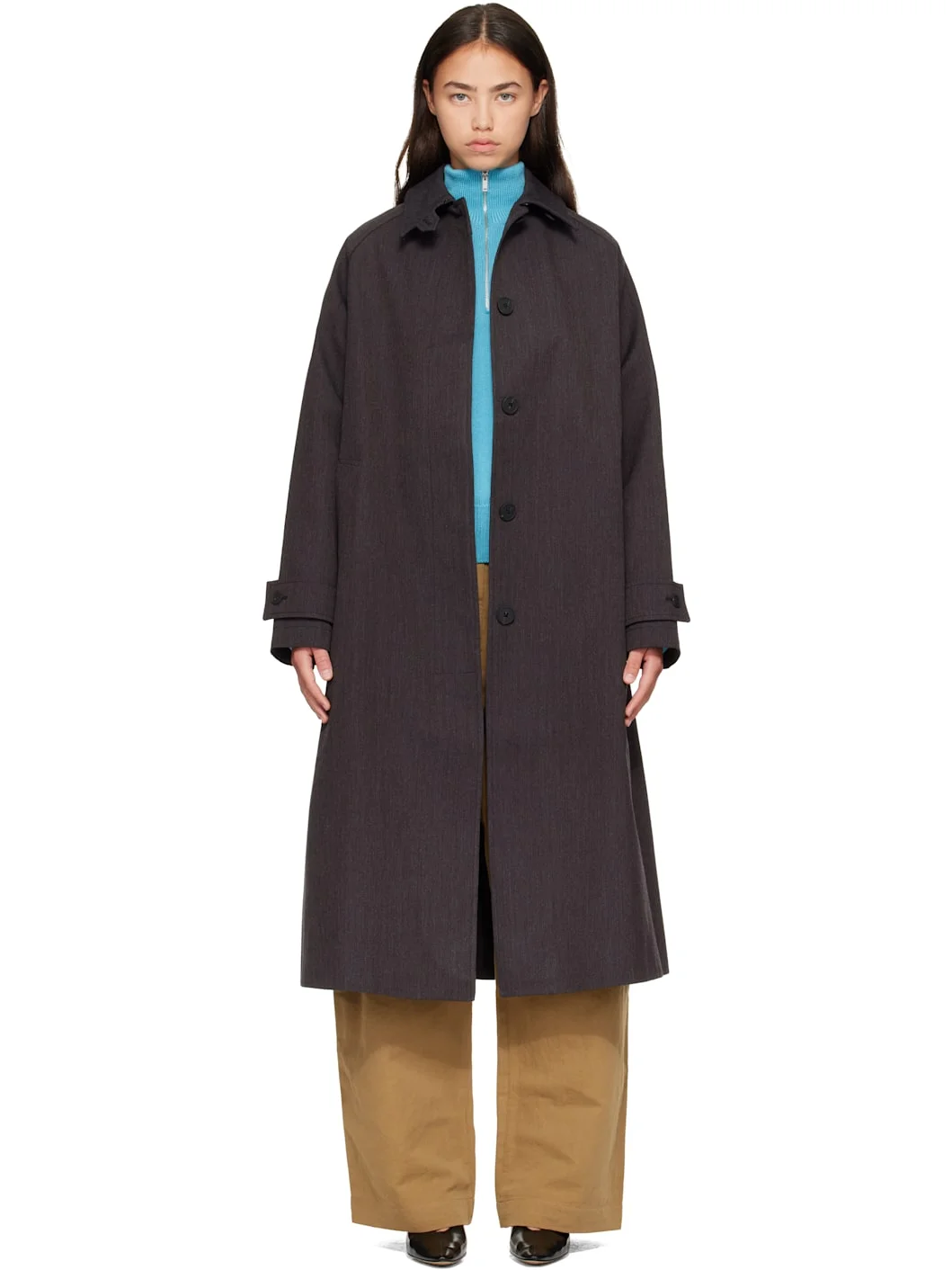 Brown Holin Trench Coat - 1