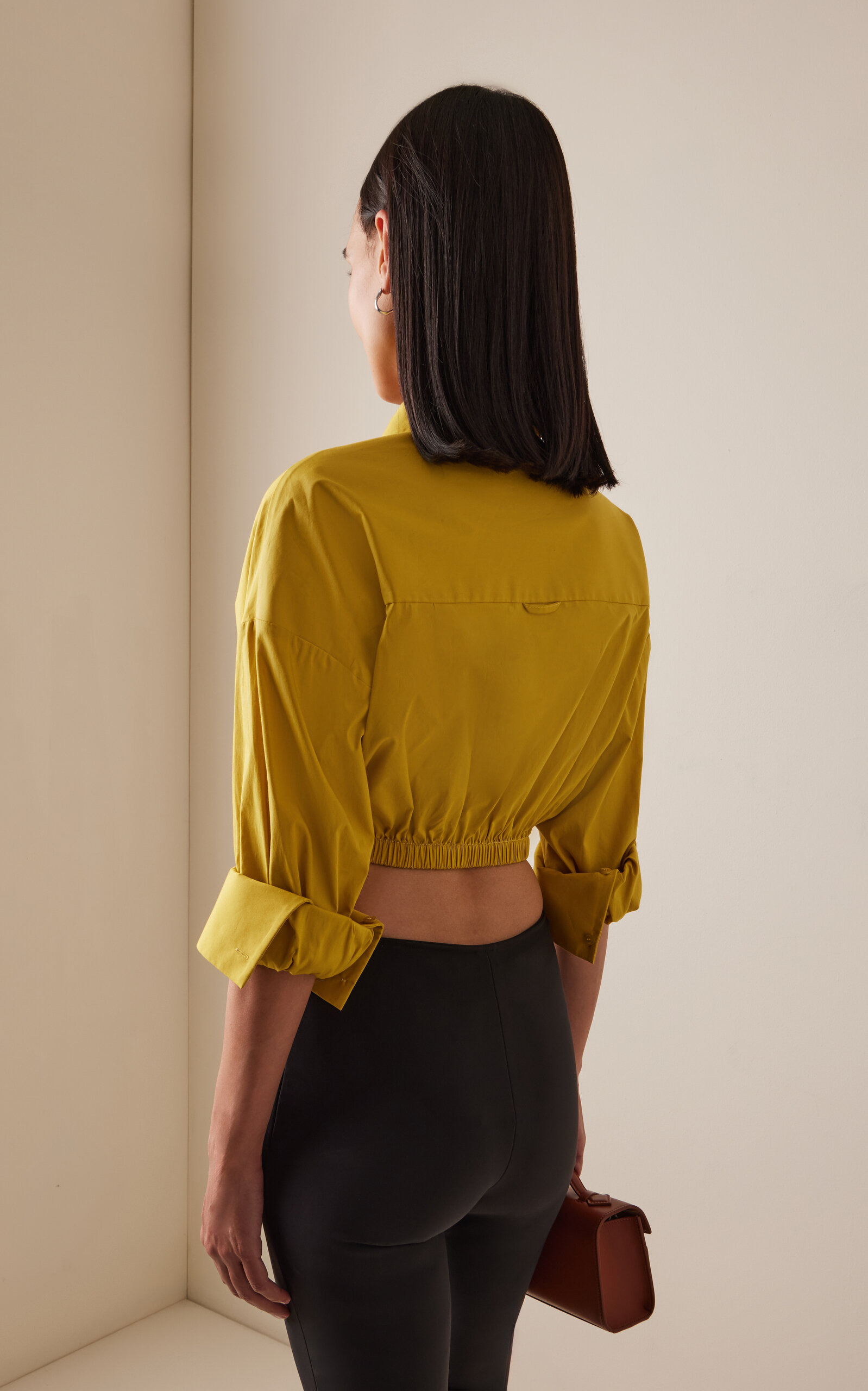 Lisa Cropped Cotton Tie-Front Shirt yellow - 4