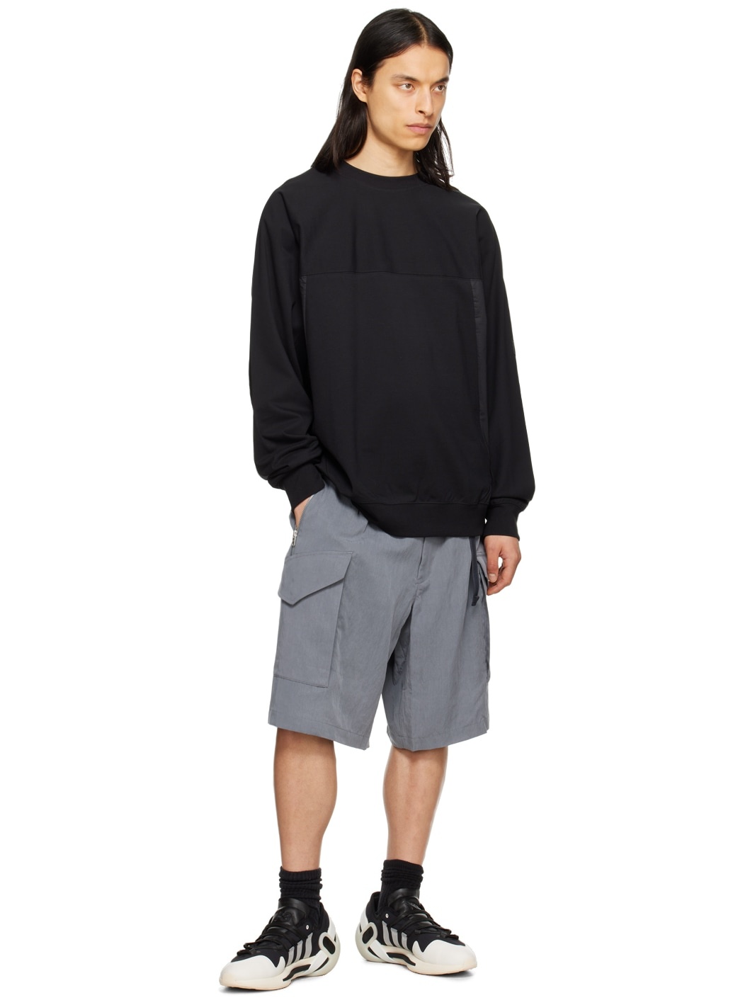 Black Paneled Sweatshirt - 4