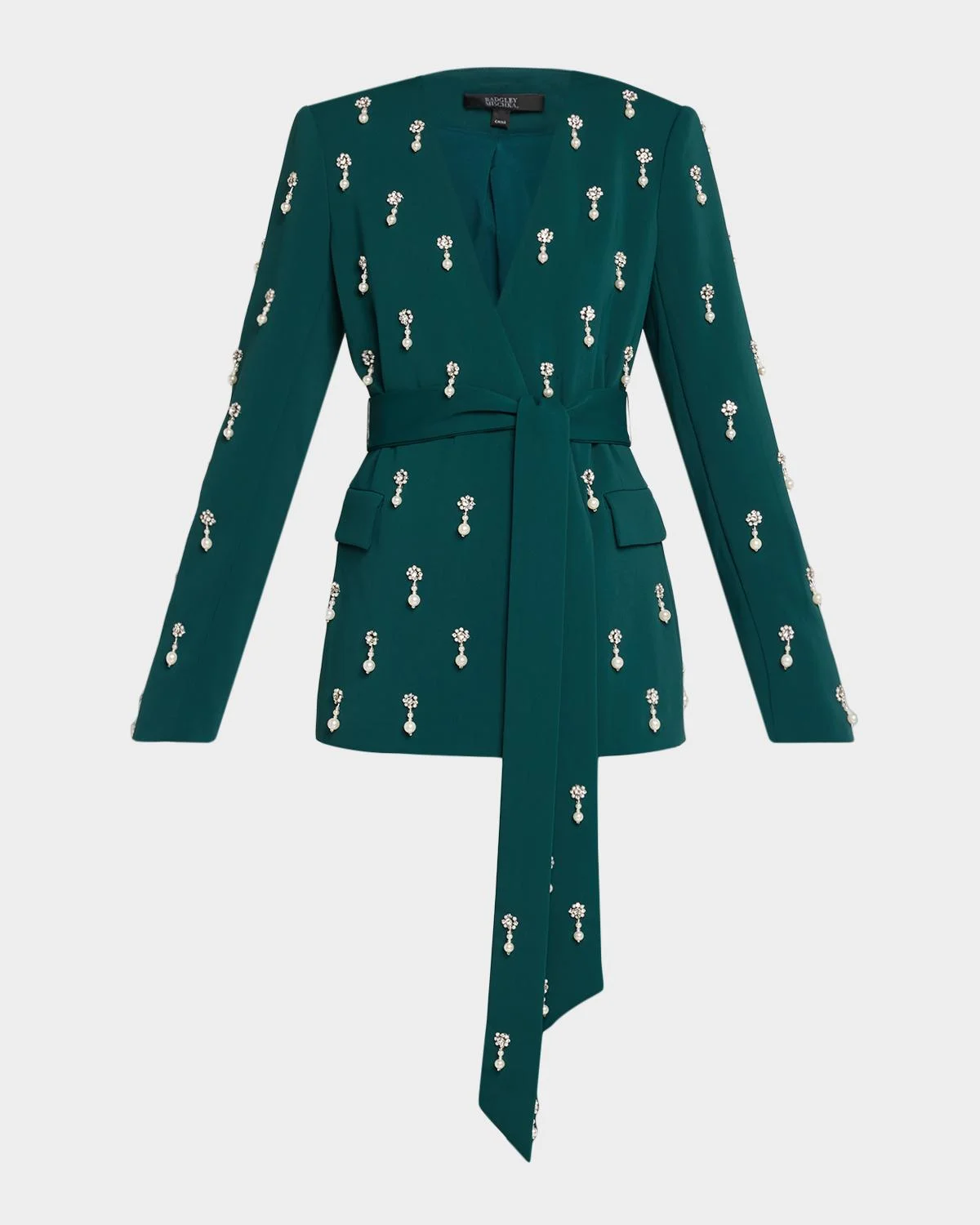 Belted Pearly-Embellished Jacket - 1