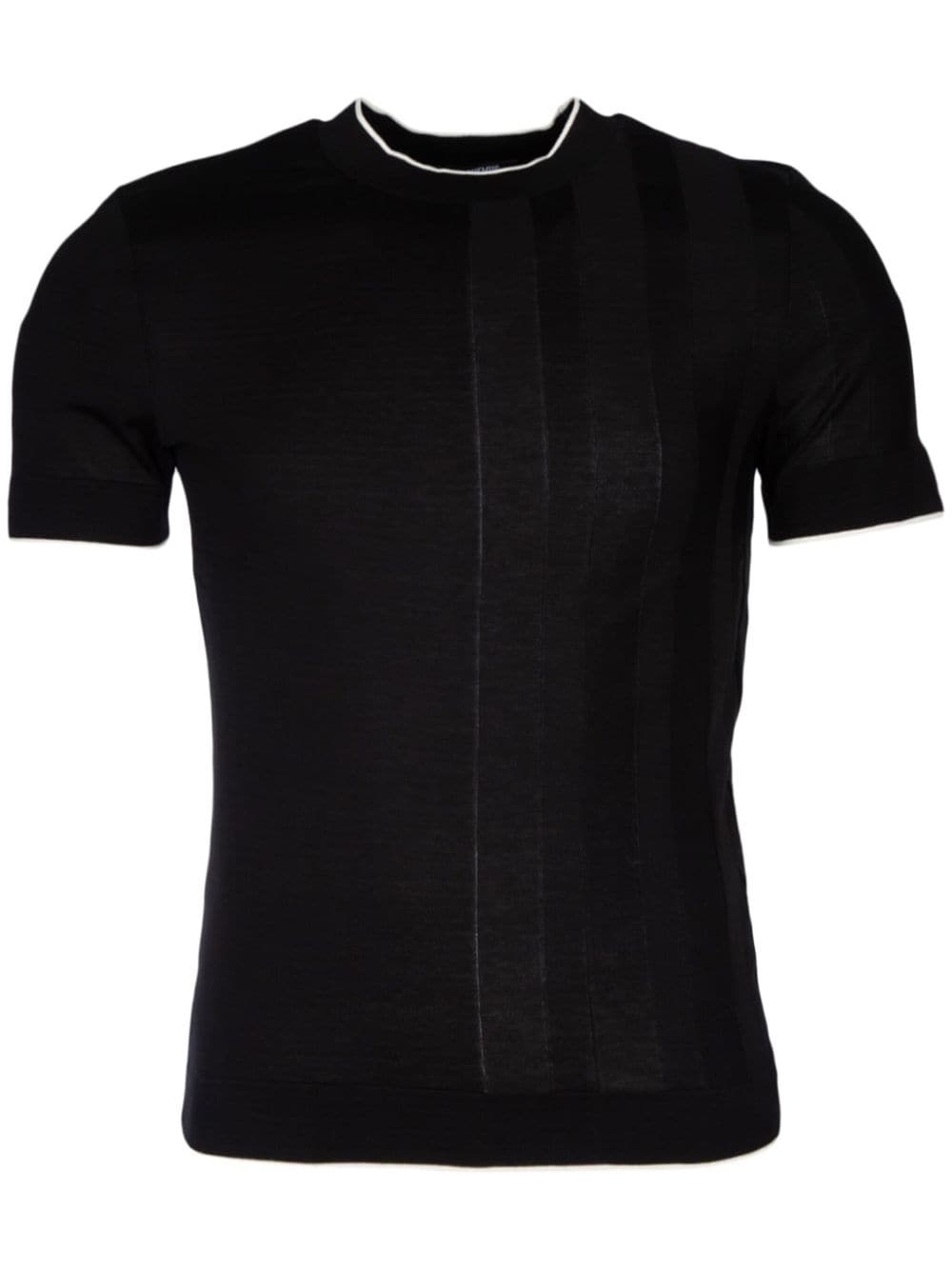 contrasting-trim detail T-Shirt - 1