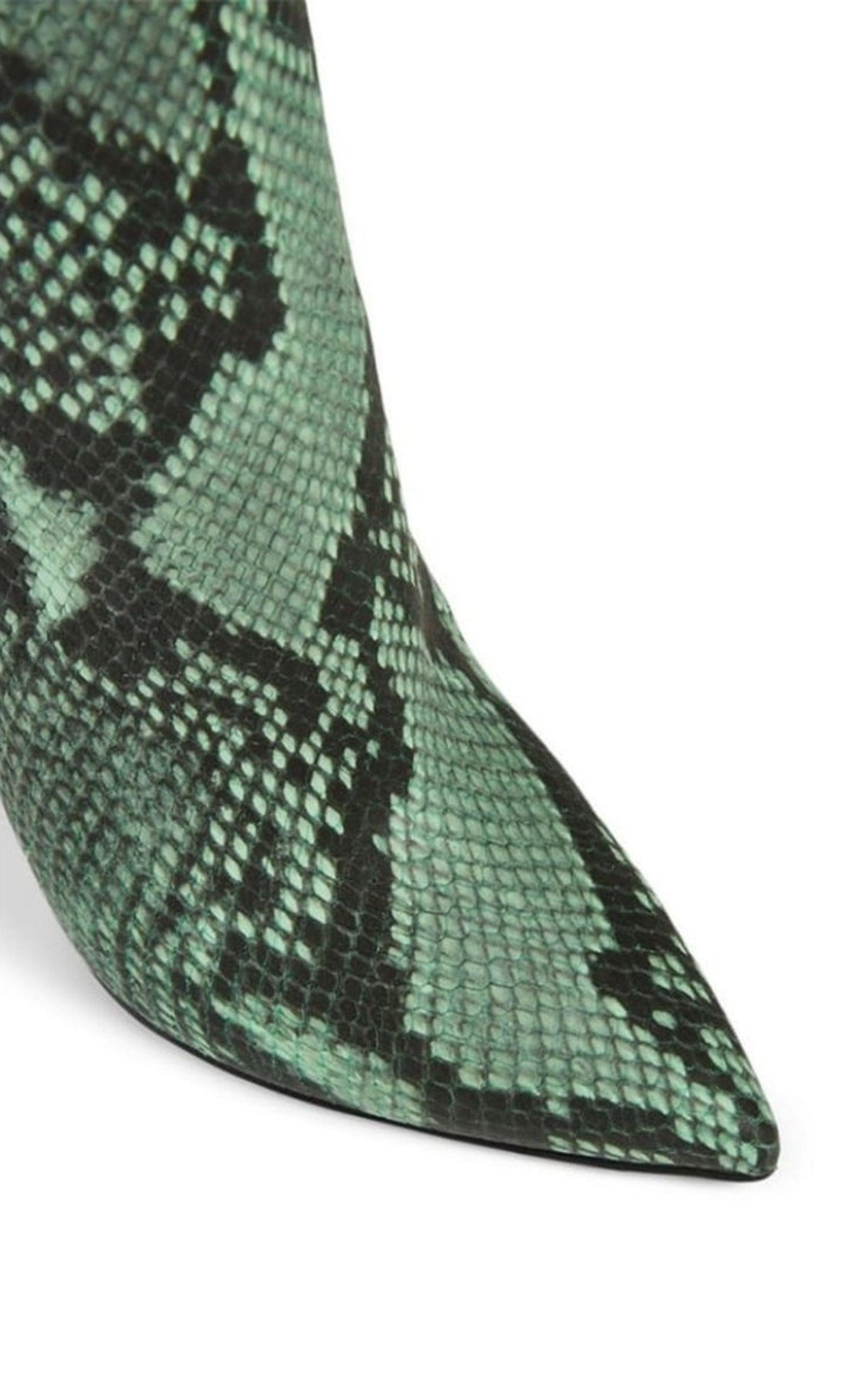 Green 100 Snake Print Leather Boots - 6