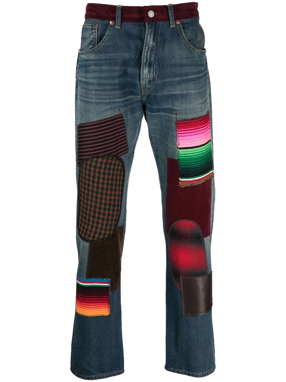 patchwork-design slim-cut jeans - 1