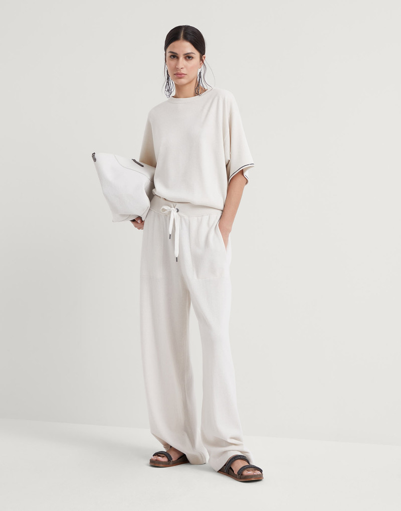 Virgin wool, cashmere and silk knit trousers with shiny pocket detail 4