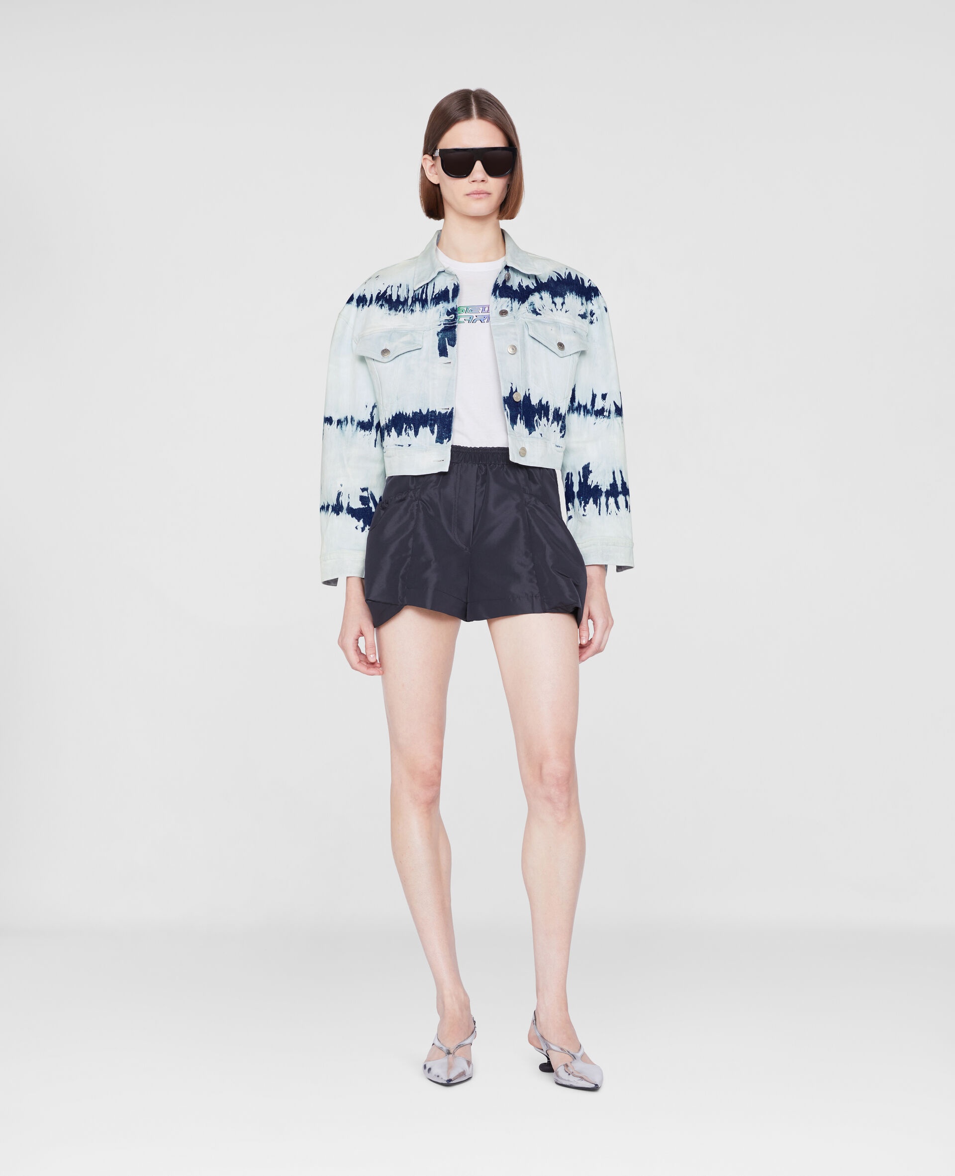 Tie-Dye Cropped Denim Jacket - 2