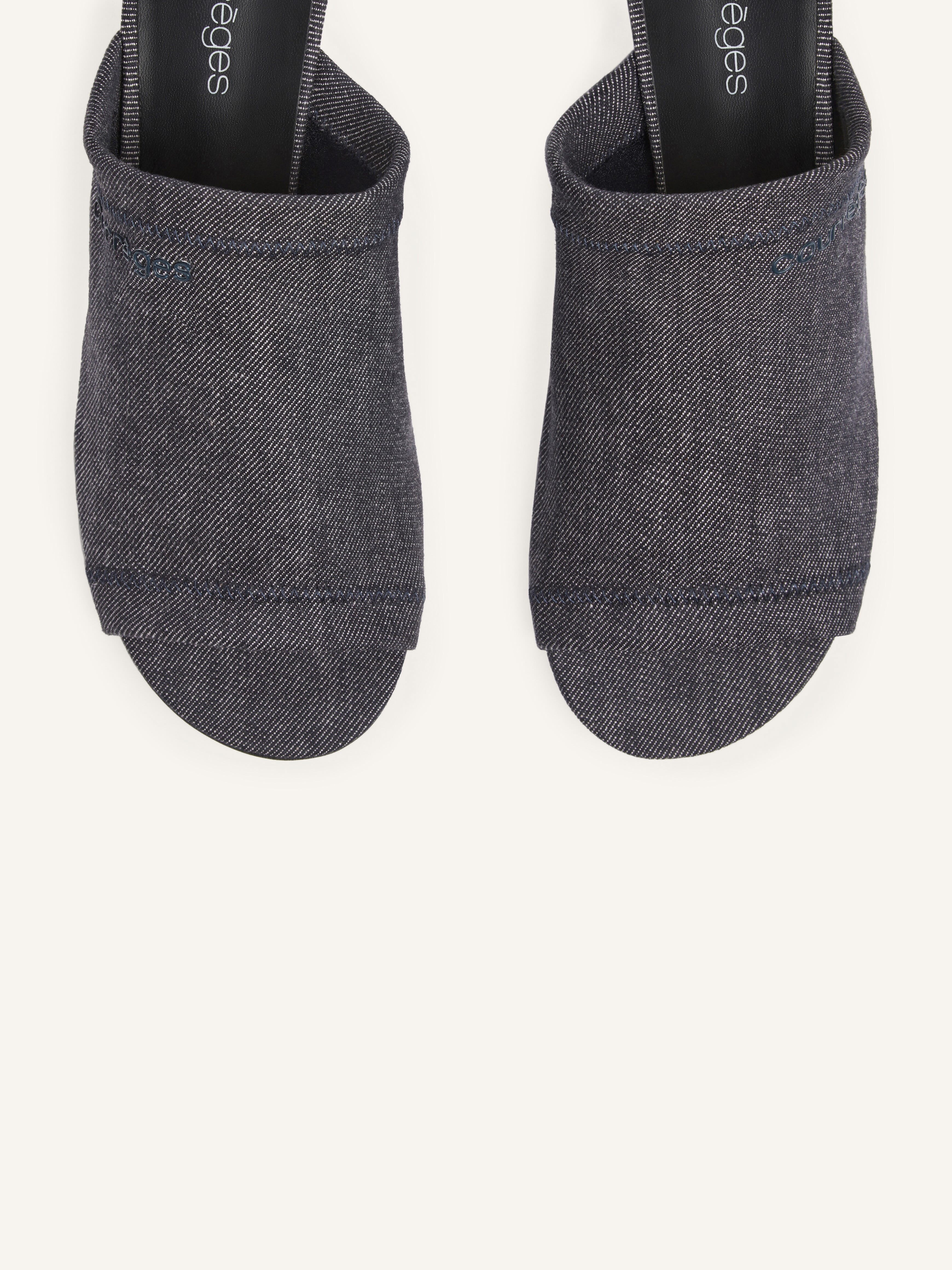 WET DENIM HEELED MULES - 4