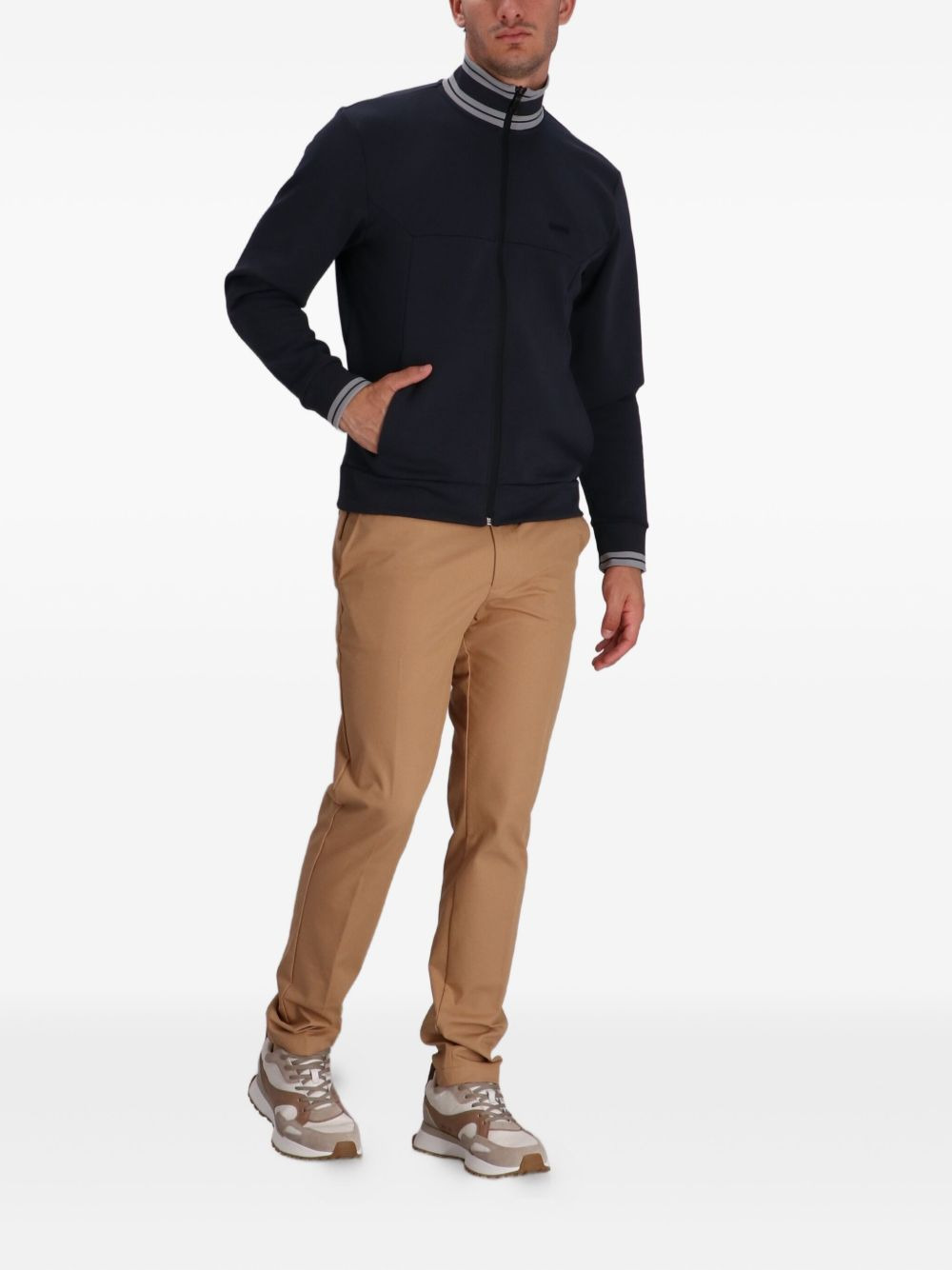 ribbed-trim zip-fastening sweater - 2