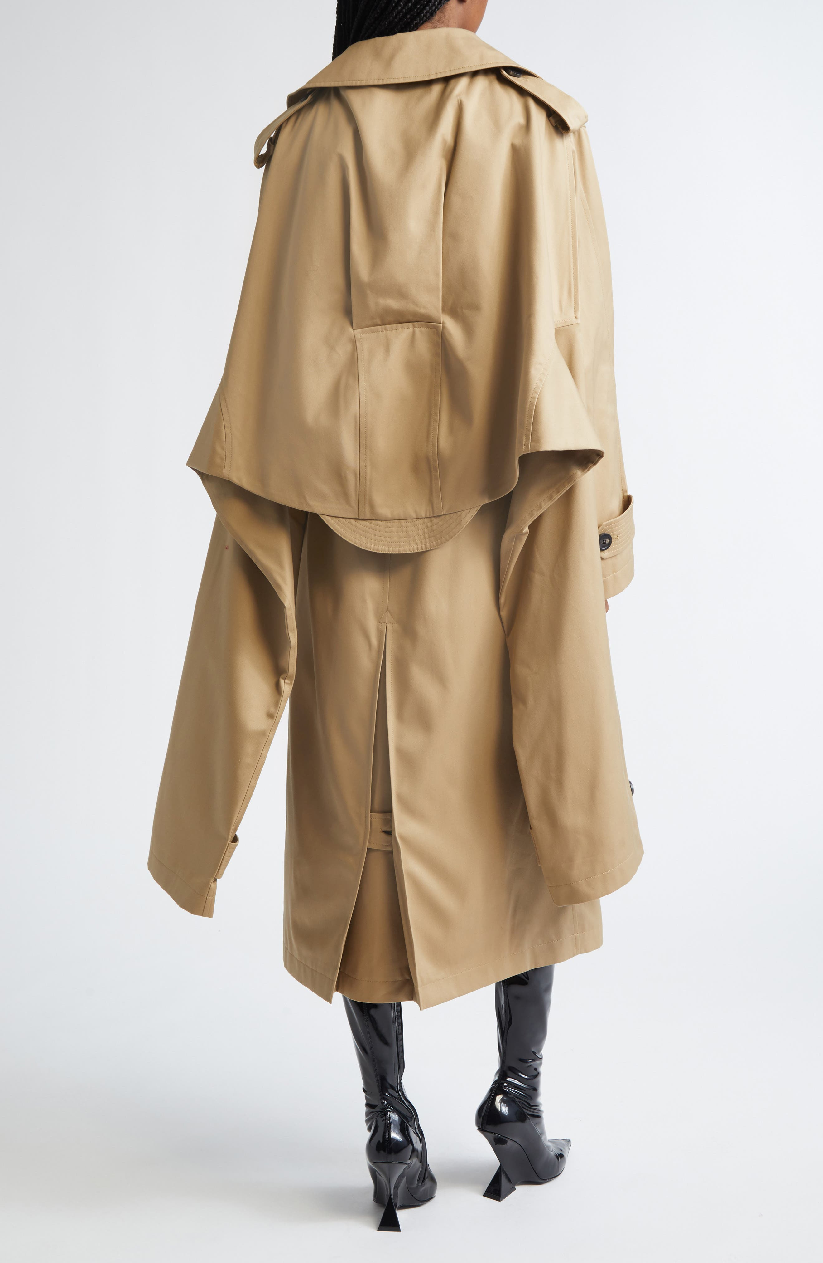 Jean Paul Gaultier Water Repellent Gabardine Hooded Trench in Beige at Nordstrom - 3