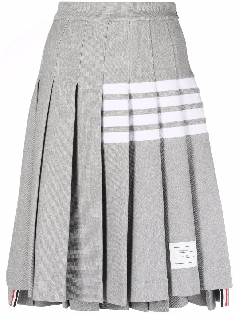 4 Bar-stripe step-hem pleated skirt - 1