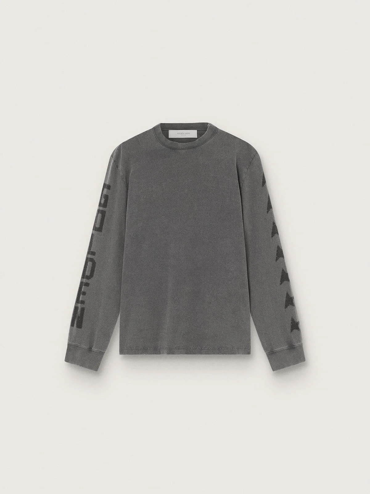 Men's long-sleeved T-shirt in anthracite cotton with print - 1