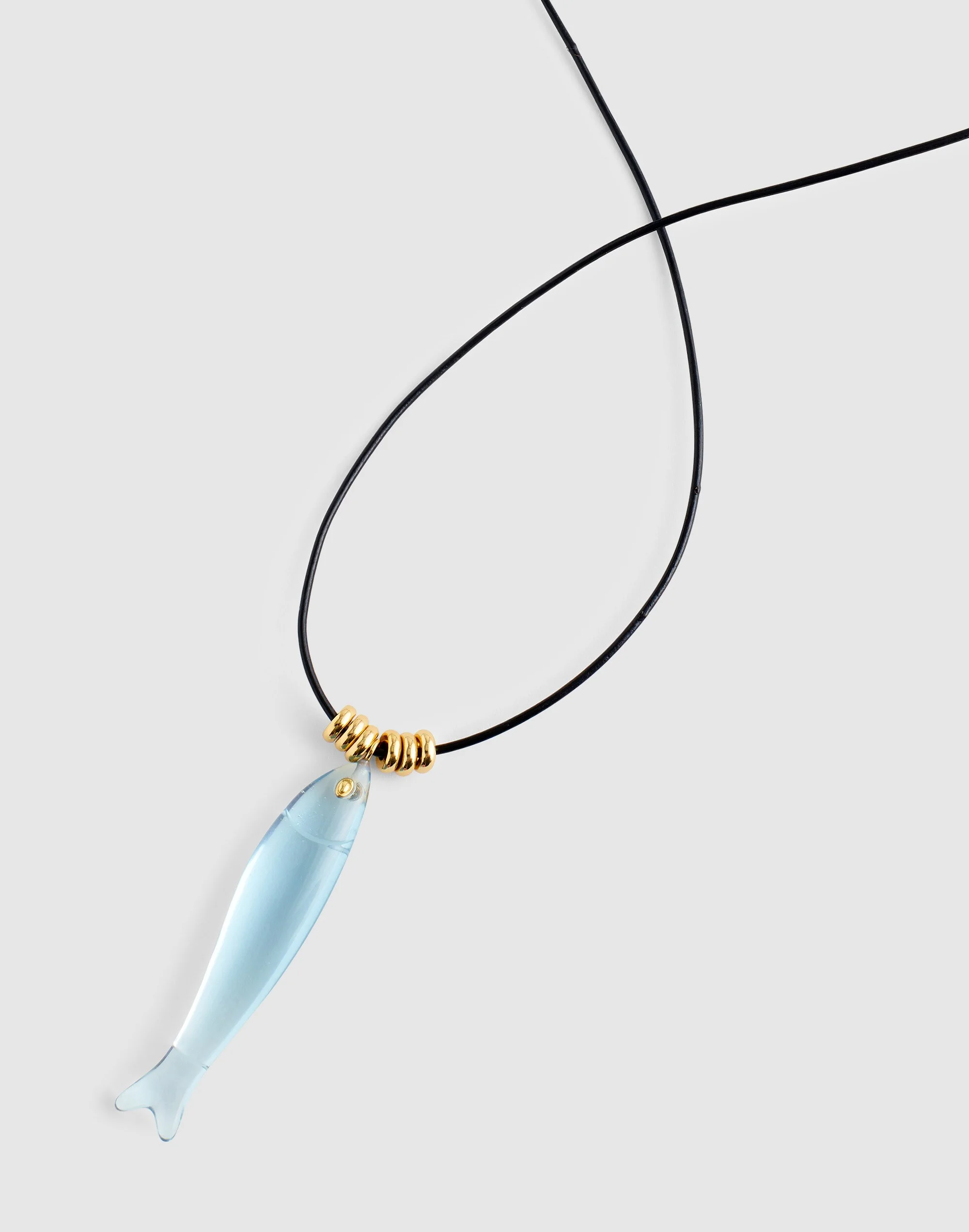 Fish Charm Leather Cord Necklace - 1