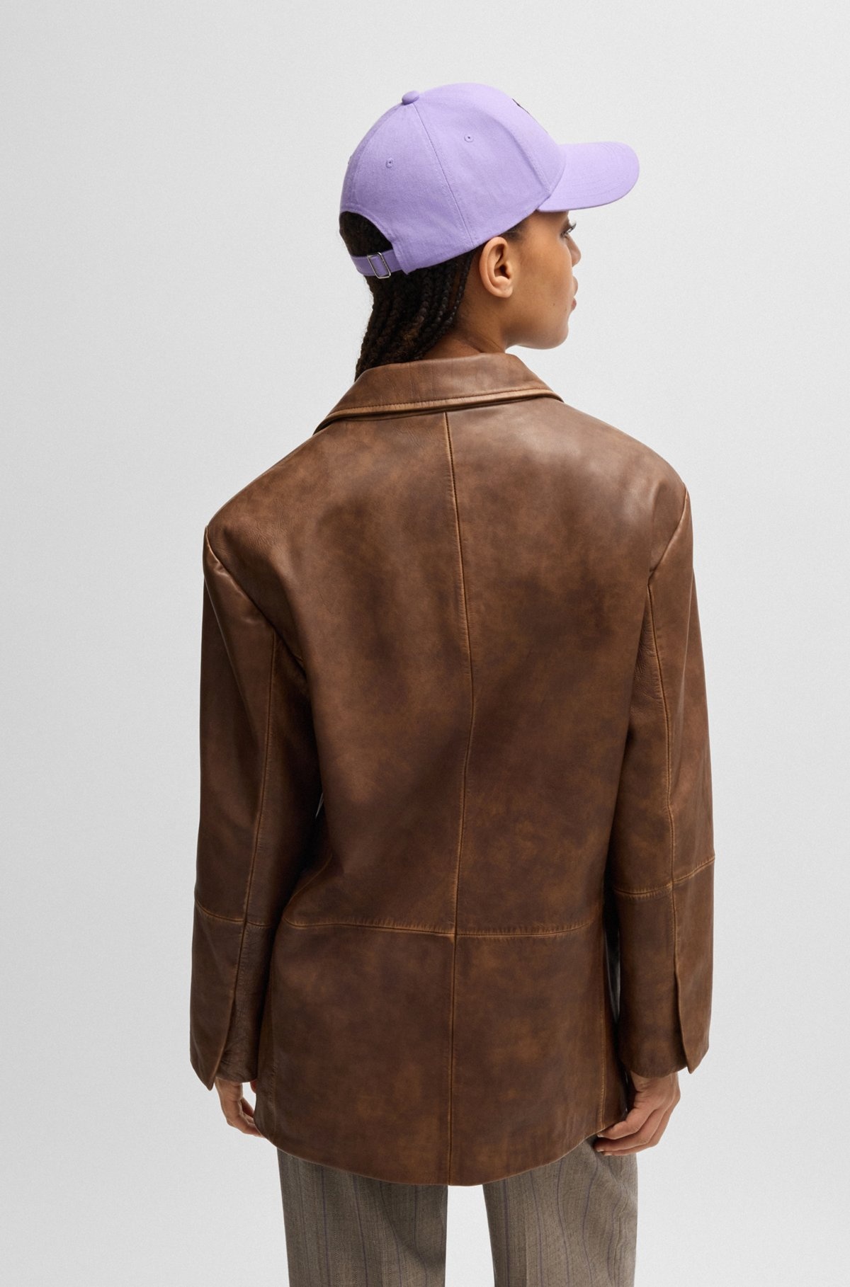RELAXED-FIT JACKET IN VINTAGE-EFFECT LEATHER - 4